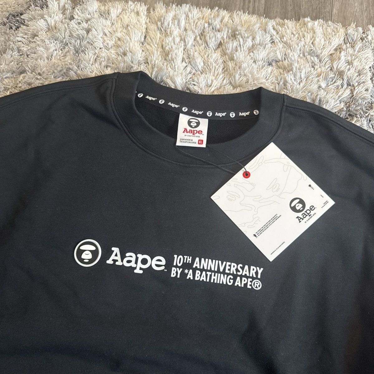 Aape Bape AAPE Anniversary Moon Face Black Crewneck Size US XL / EU 56 / 4 - 5 Thumbnail