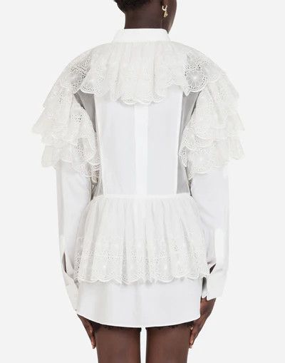 Dolce & Gabbana o1y0925 Lace Shirt in White Size M / US 6-8 / IT 42-44 - 3 Thumbnail