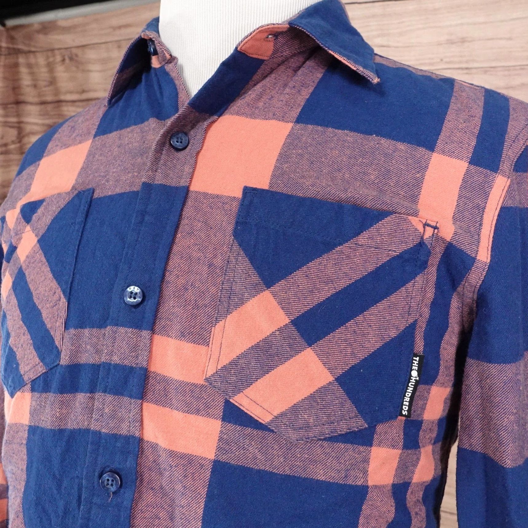 The Hundreds VINTAGE The Hundreds Shirt Mens Medium Blue Orange Plaid Flannel Button-Up Casual Streetwear Urban 90s Men Size US M / EU 48-50 / 2 - 2 Thumbnail