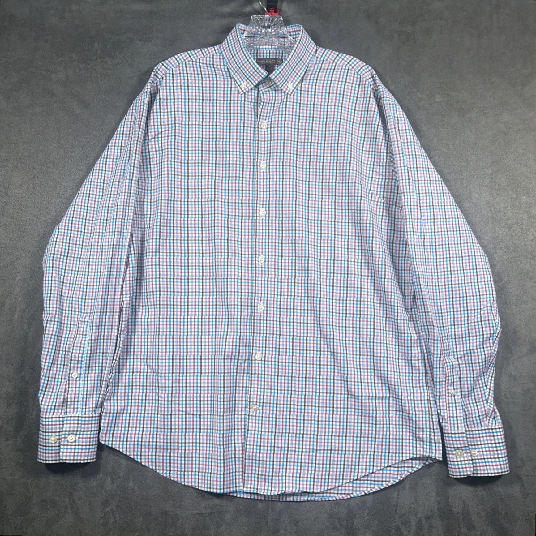 Peter Millar Peter Millar Shirt Mens Long Sleeve Check Button-Down Dress Shirt Performance Size US L / EU 52-54 / 3 - 2 Thumbnail