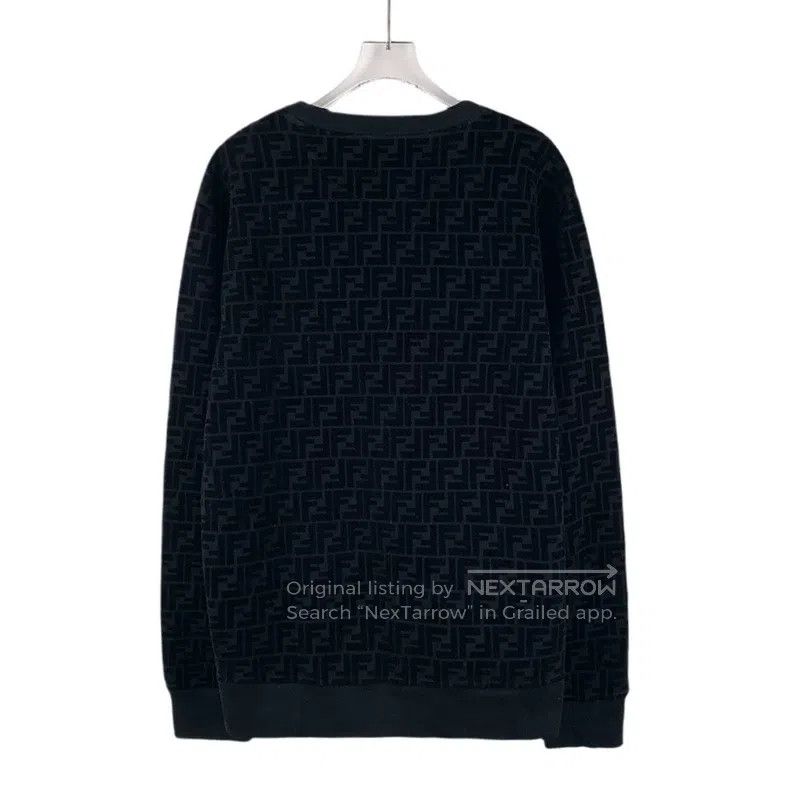 Fendi Fendi Black logo full print cotton round neck long sleeve Size US XL / EU 56 / 4 - 2 Thumbnail