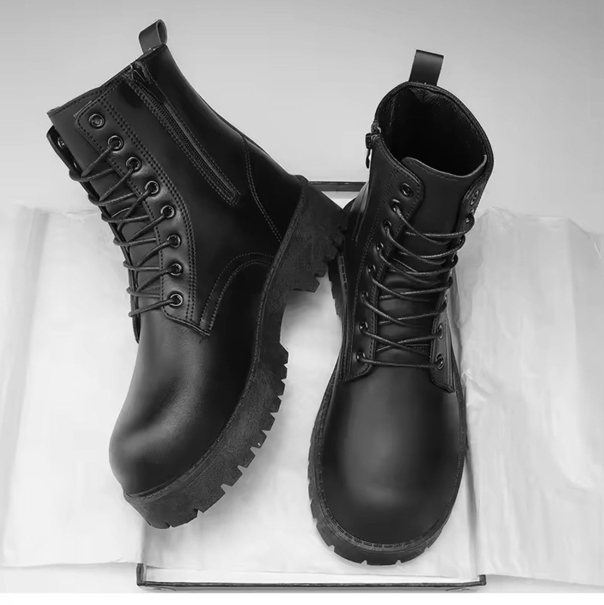Japanese Brand Chunky Combat Boots • Cyber Grunge Platform Tactical Boots Size US 9.5 / EU 42-43 - 8 Thumbnail