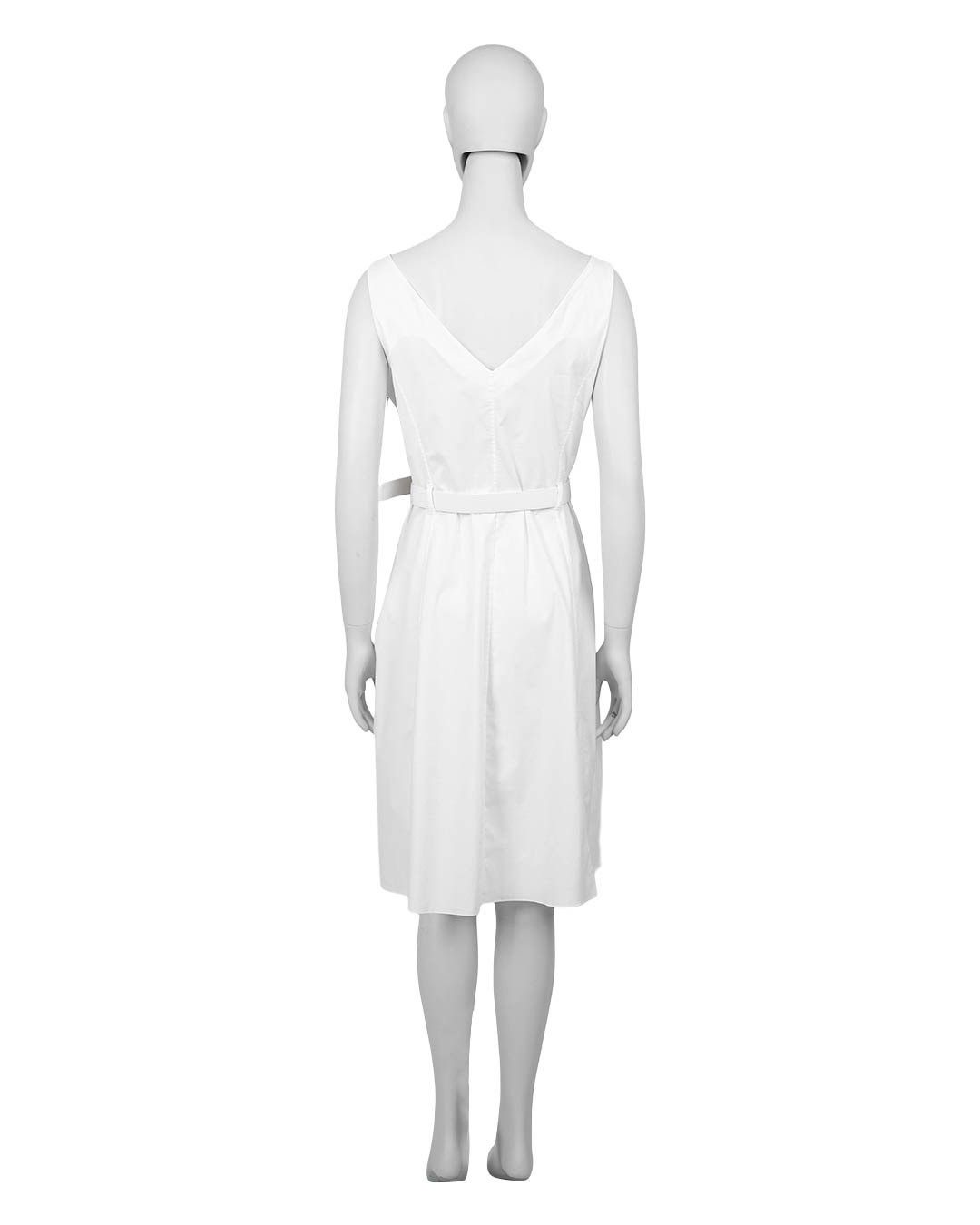 Prada Prada 1995 White Belted Dress Size L / US 10 / IT 46 - 9 Thumbnail