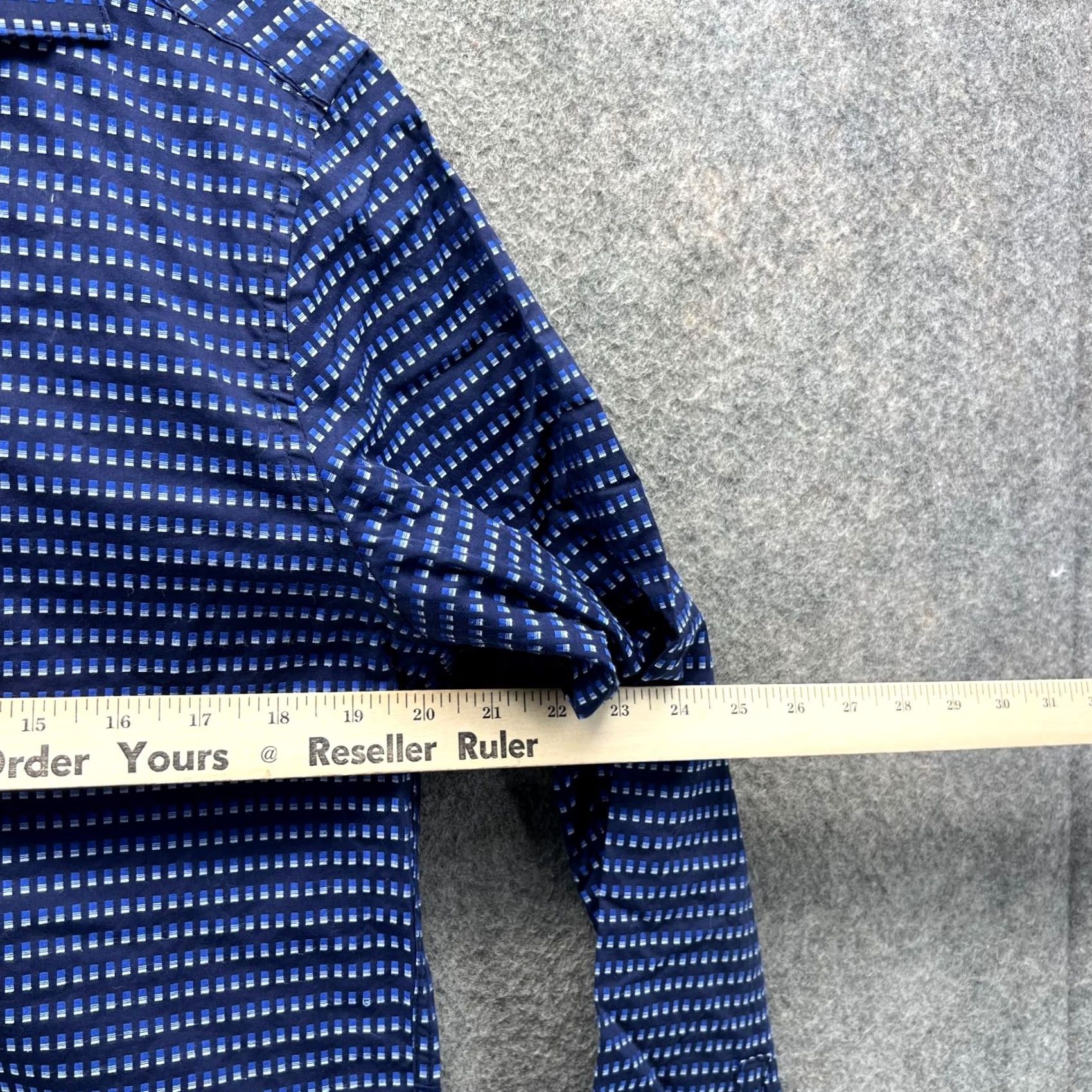 Calvin Klein Calvin Klein Shirt Mens Large Blue Navy Button Down Dress Slim Patterned Dots Size 42R - 5 Thumbnail