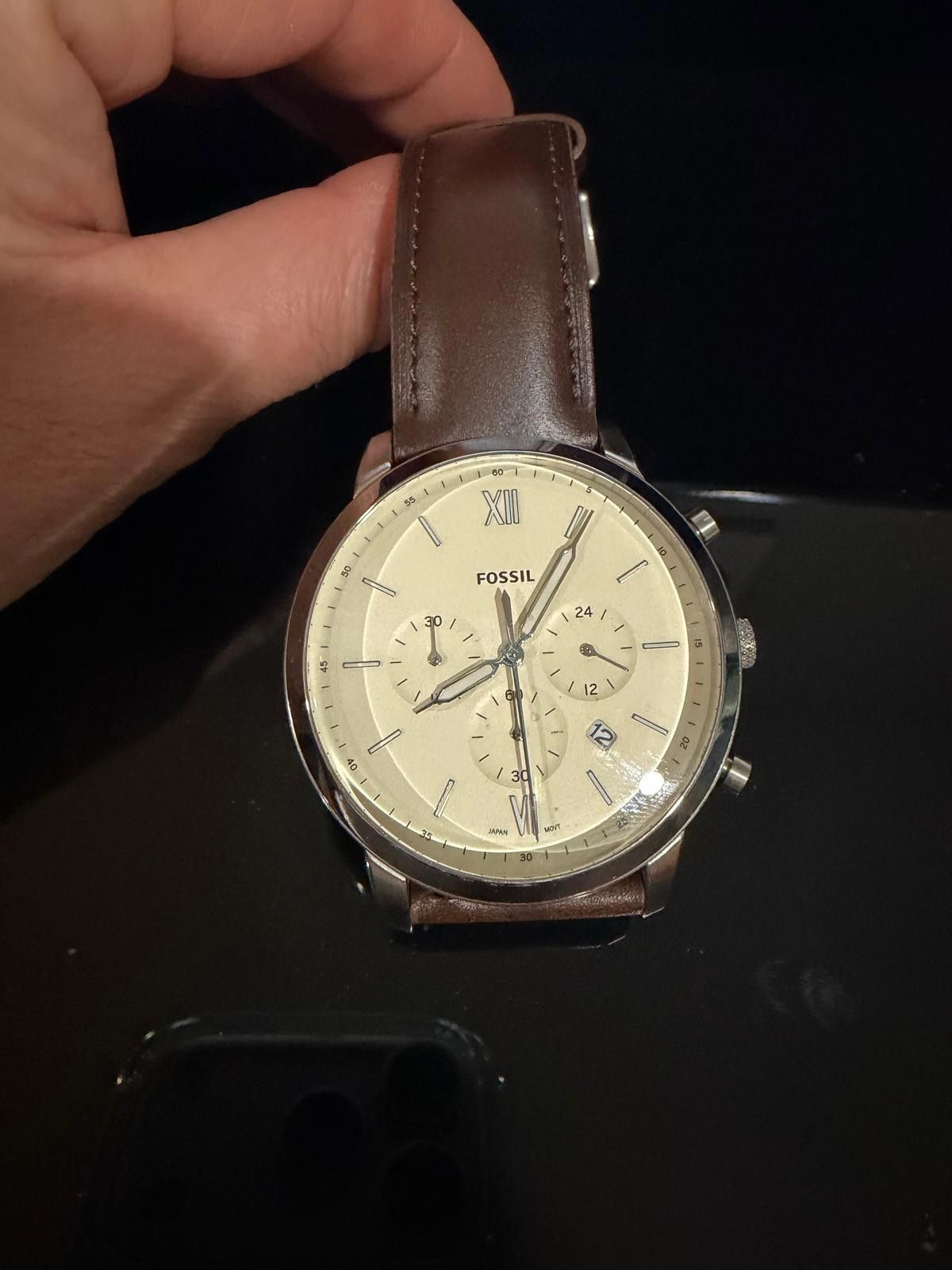 Fossil Men's Fossil Watch, White Dial, Brown Leather Band Size ONE SIZE - 4 Thumbnail