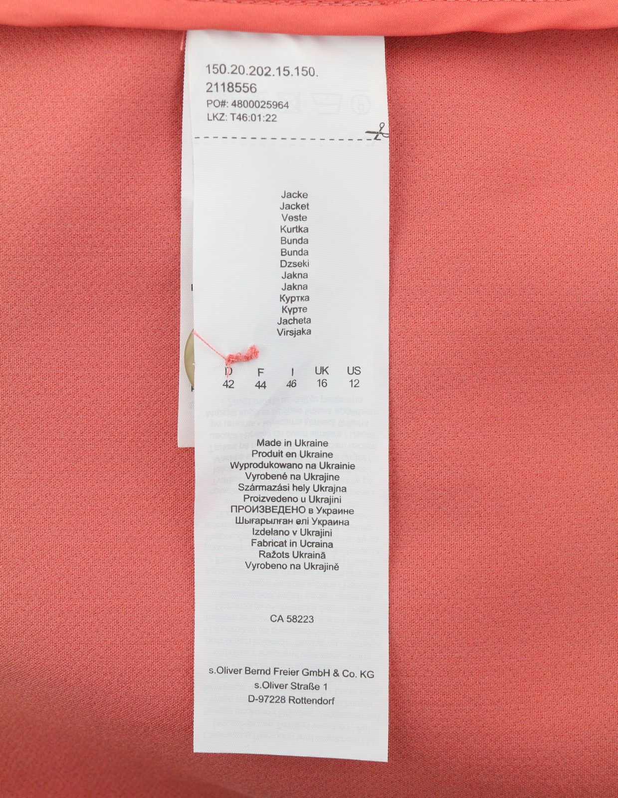 Other EU42 Pink Hidden Button Spread Neck Unlined 88038 Size XL / US 12-14 / IT 48-50 - 8 Thumbnail