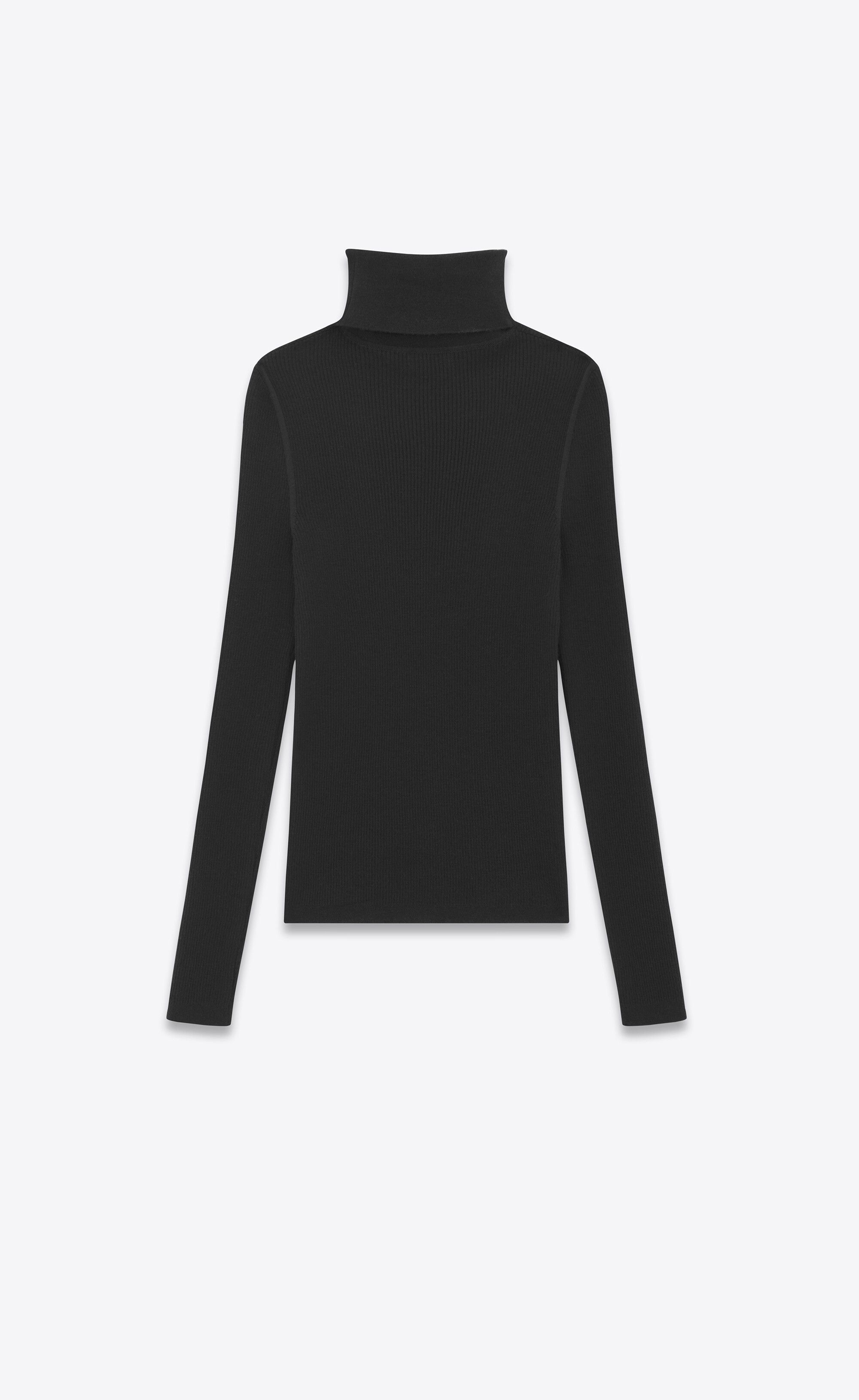 Saint Laurent Paris o1s1wg111224 Turtleneck Sweater Cashmere, Wool Silk in Black Size US XL / EU 56 / 4 - 2 Thumbnail