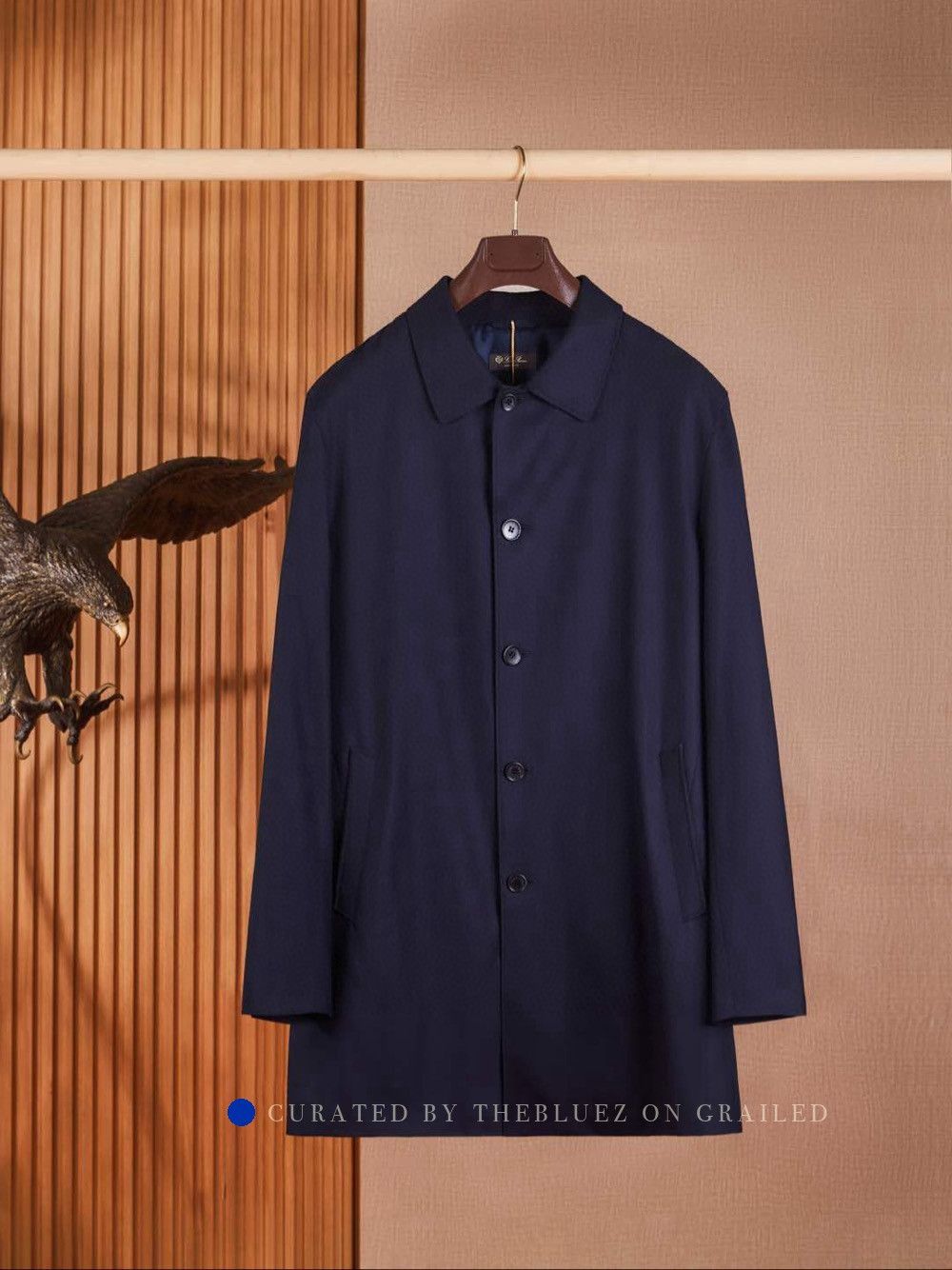 Loro Piana Blue Button-Front Long Coat - XL Size US XL / EU 56 / 4 - 1 Thumbnail