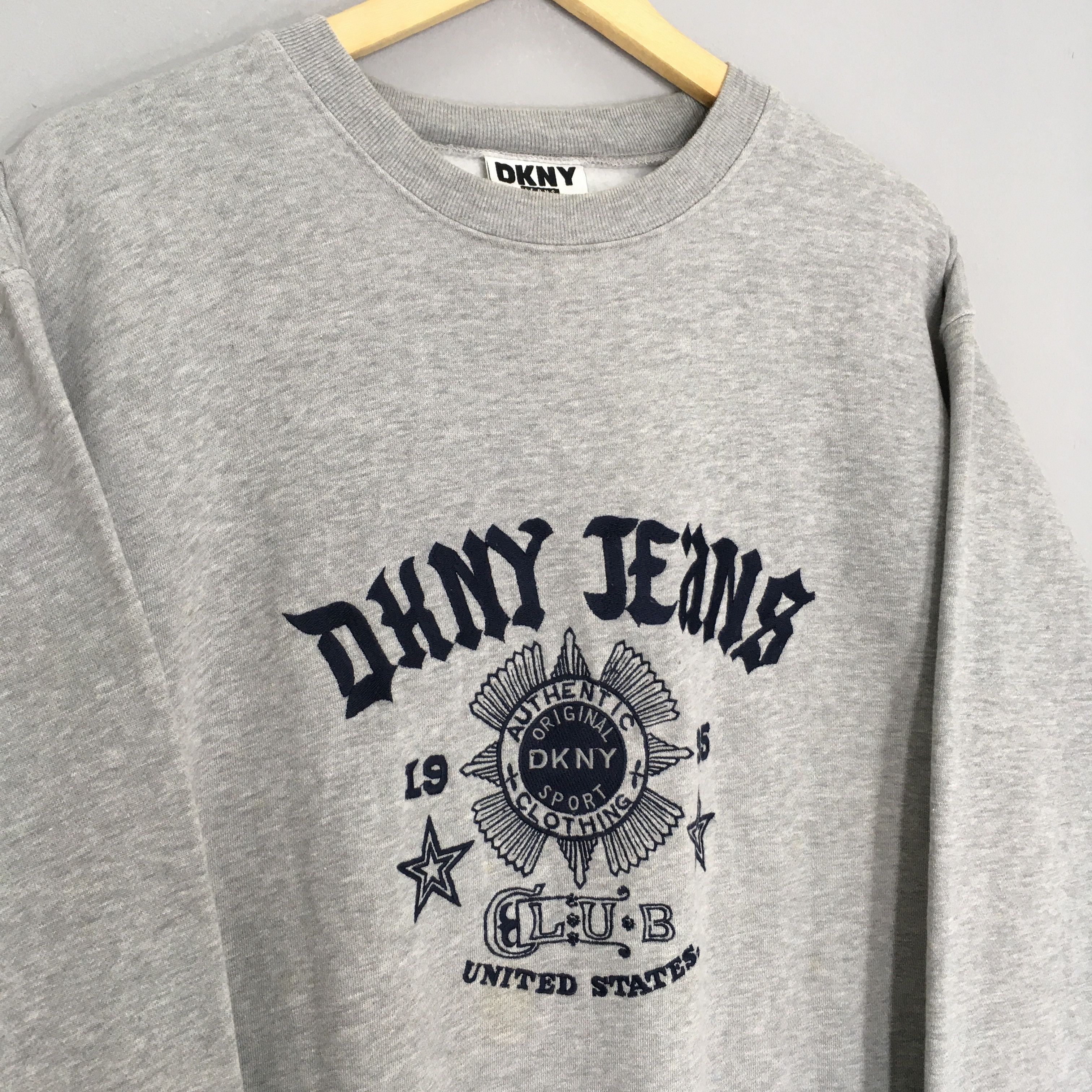 DKNY Vintage 90s Dkny Jeans USA Gray Sweatshirt XLarge Size US XL / EU 56 / 4 - 3 Thumbnail
