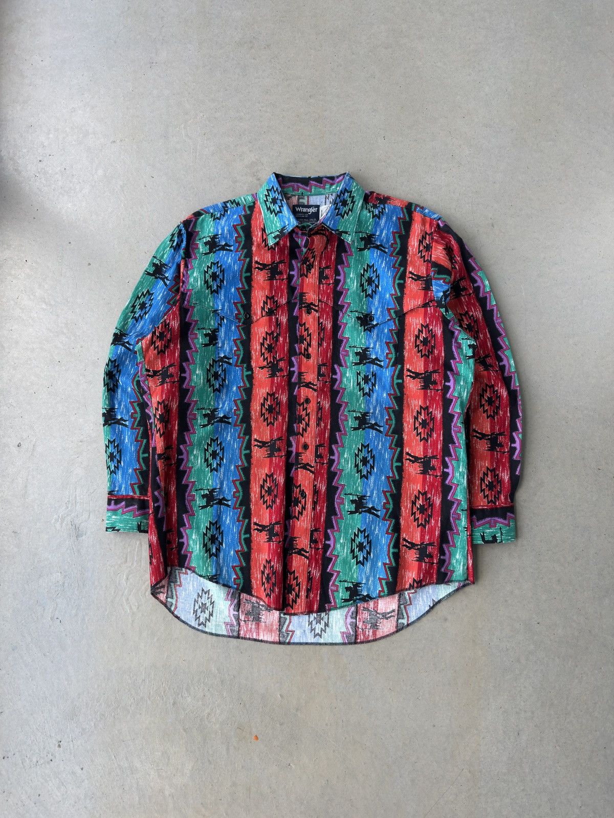 Vintage × Wrangler Vintage 90s Wrangler Aztec Brushpopper Western Shirt Size US XL / EU 56 / 4 - 1 Thumbnail