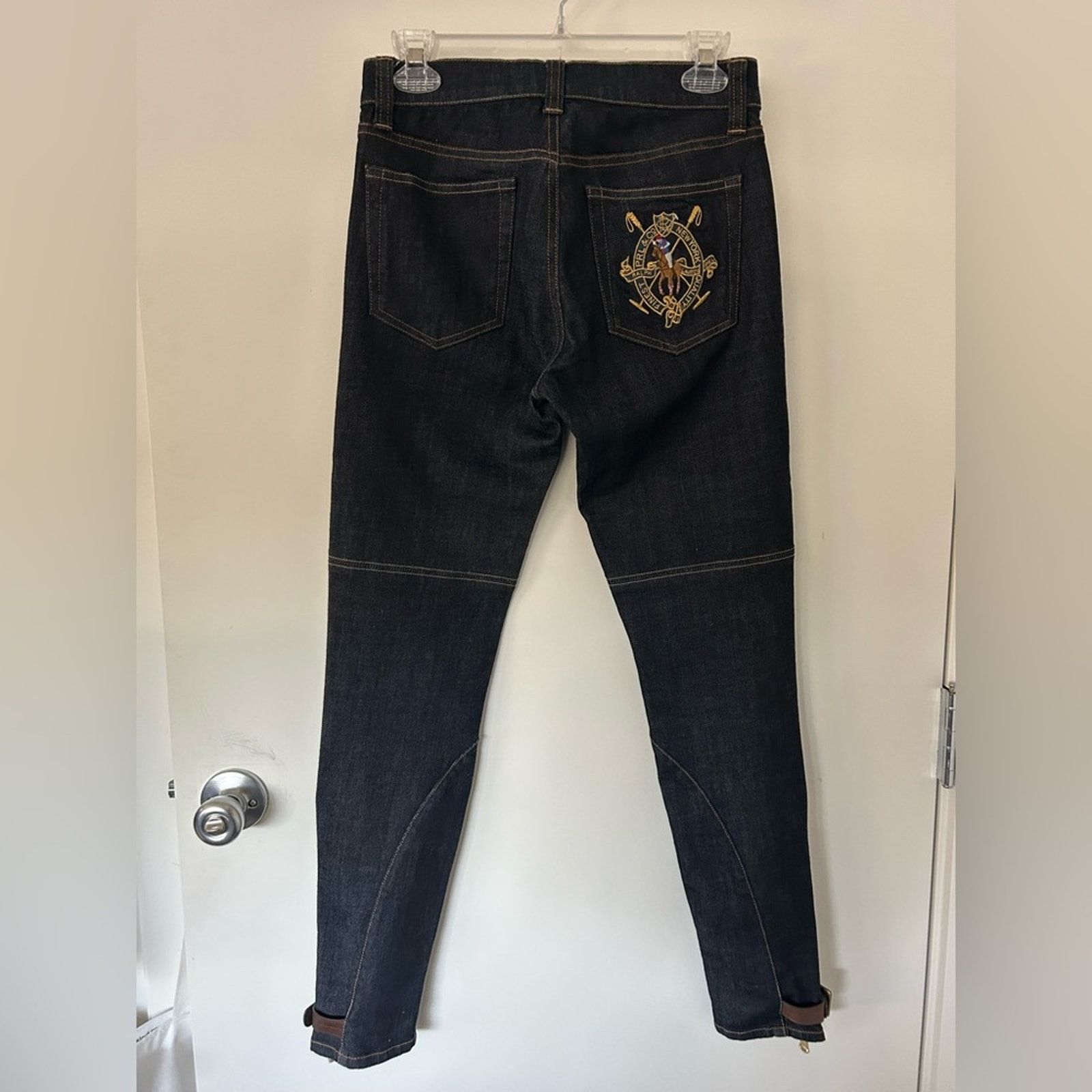 Polo Ralph Lauren Ralph Lauren dark denim with leather & zippers at ankle 28 Size 28" / US 6 / IT 42 - 3 Thumbnail