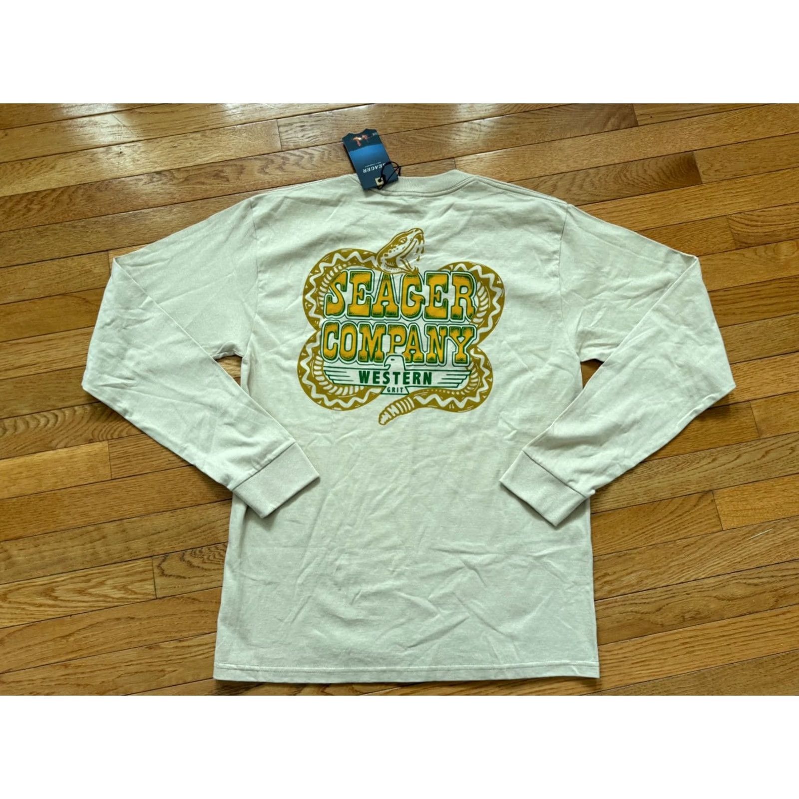 Vintage Seager Long Sleeve T-Shirt Men’s M Cream Cotton Pockets Shirt Vintage: No Size US M / EU 48-50 / 2 - 2 Thumbnail
