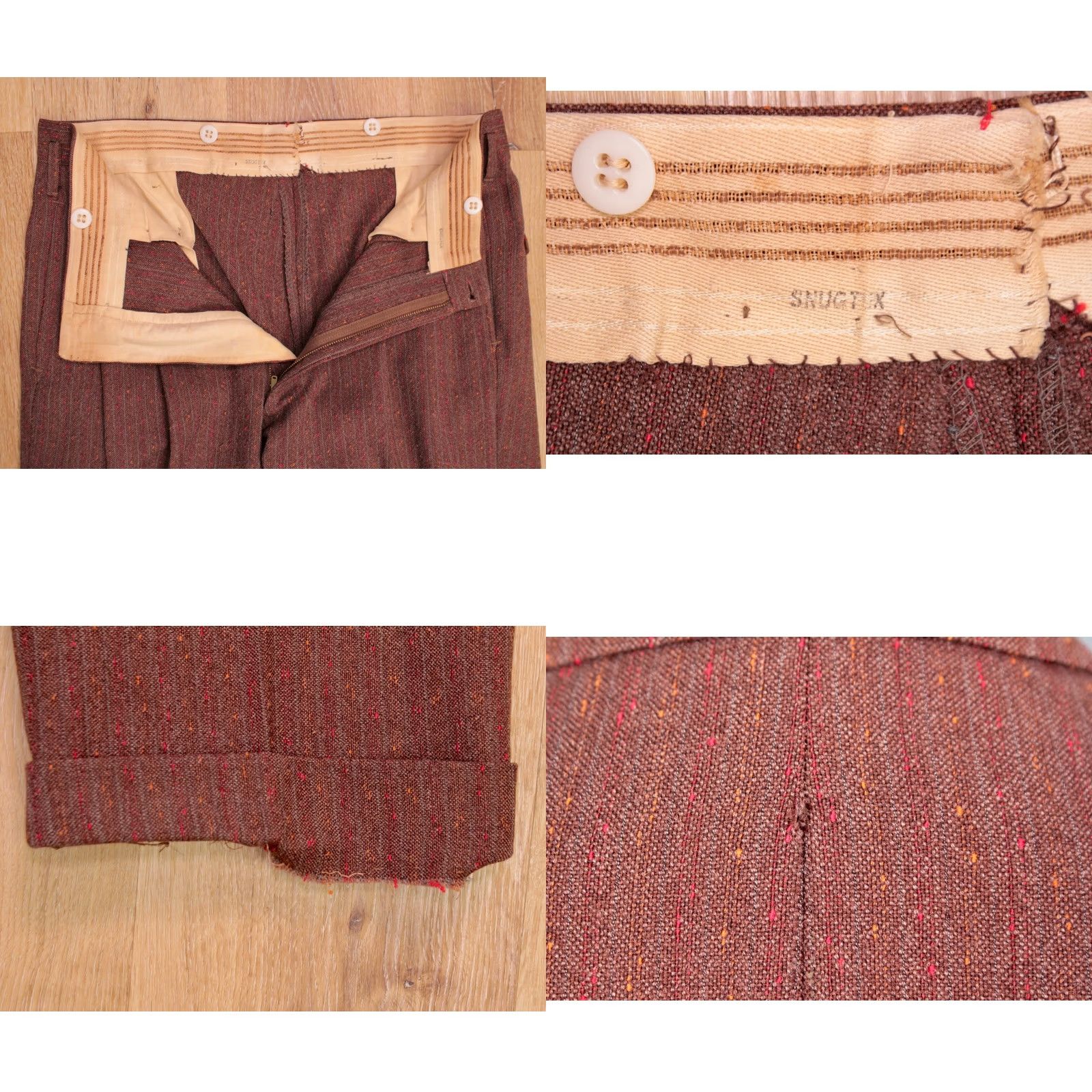 Vintage VINTAGE Men's VTG 1948 Brown and Red Flecked 2 PC Wool 3 Button Suit Sz M 1940s 40s Size 34R - 9 Thumbnail