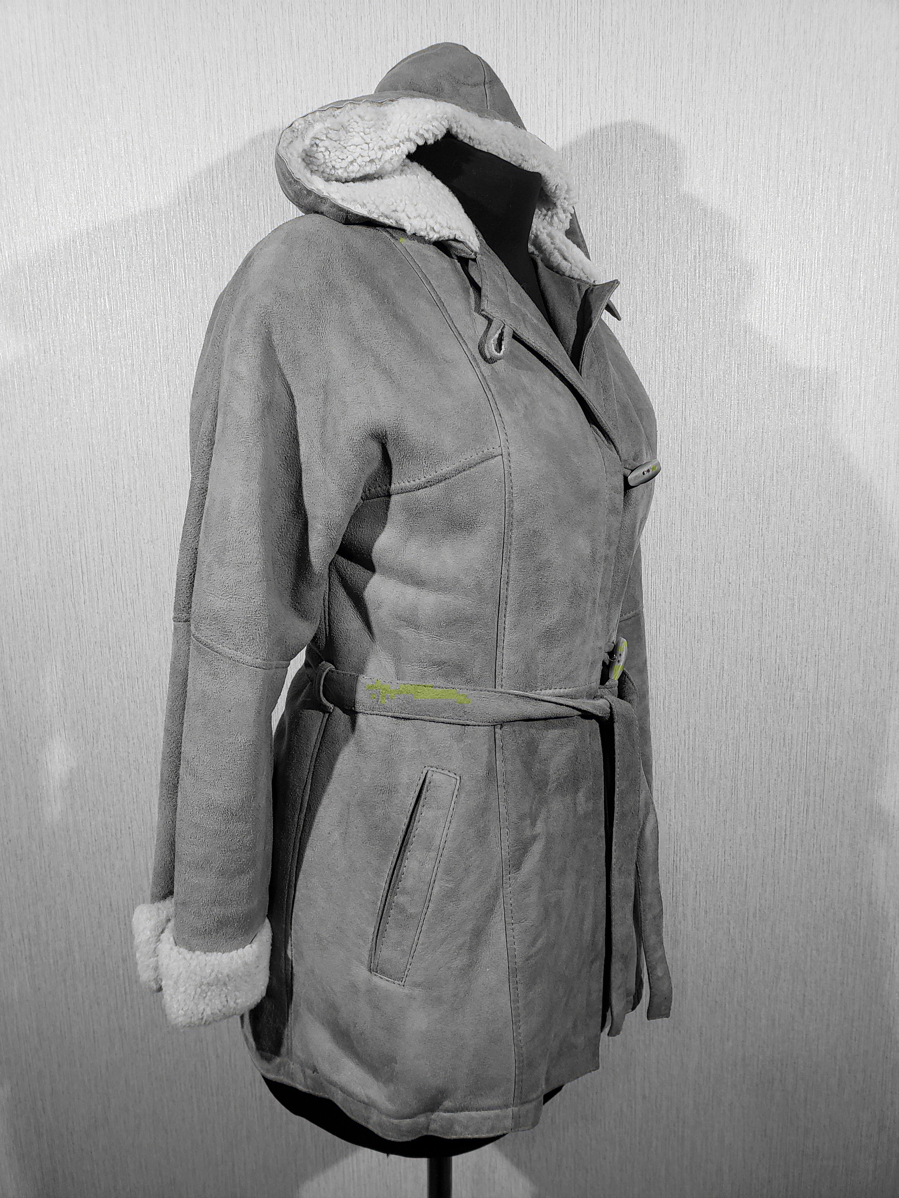 Uniqlo Stylish gray sheepskin coat with a hood. Size M / US 6-8 / IT 42-44 - 2 Thumbnail