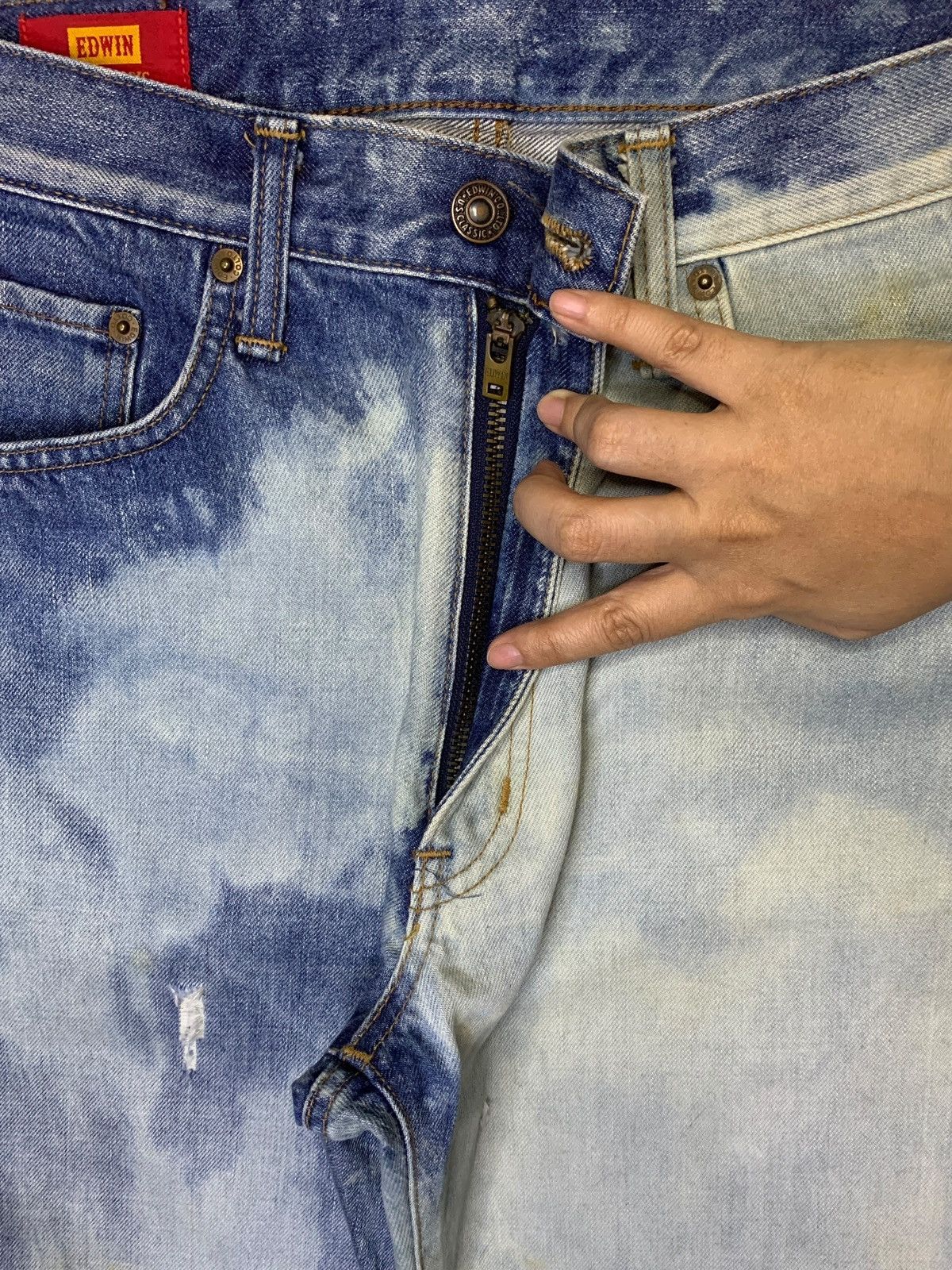 Edwin SALES🔥Vintage Edwin Acid Wash Hybrid Style Loose Jeans Size US 31 - 3 Thumbnail