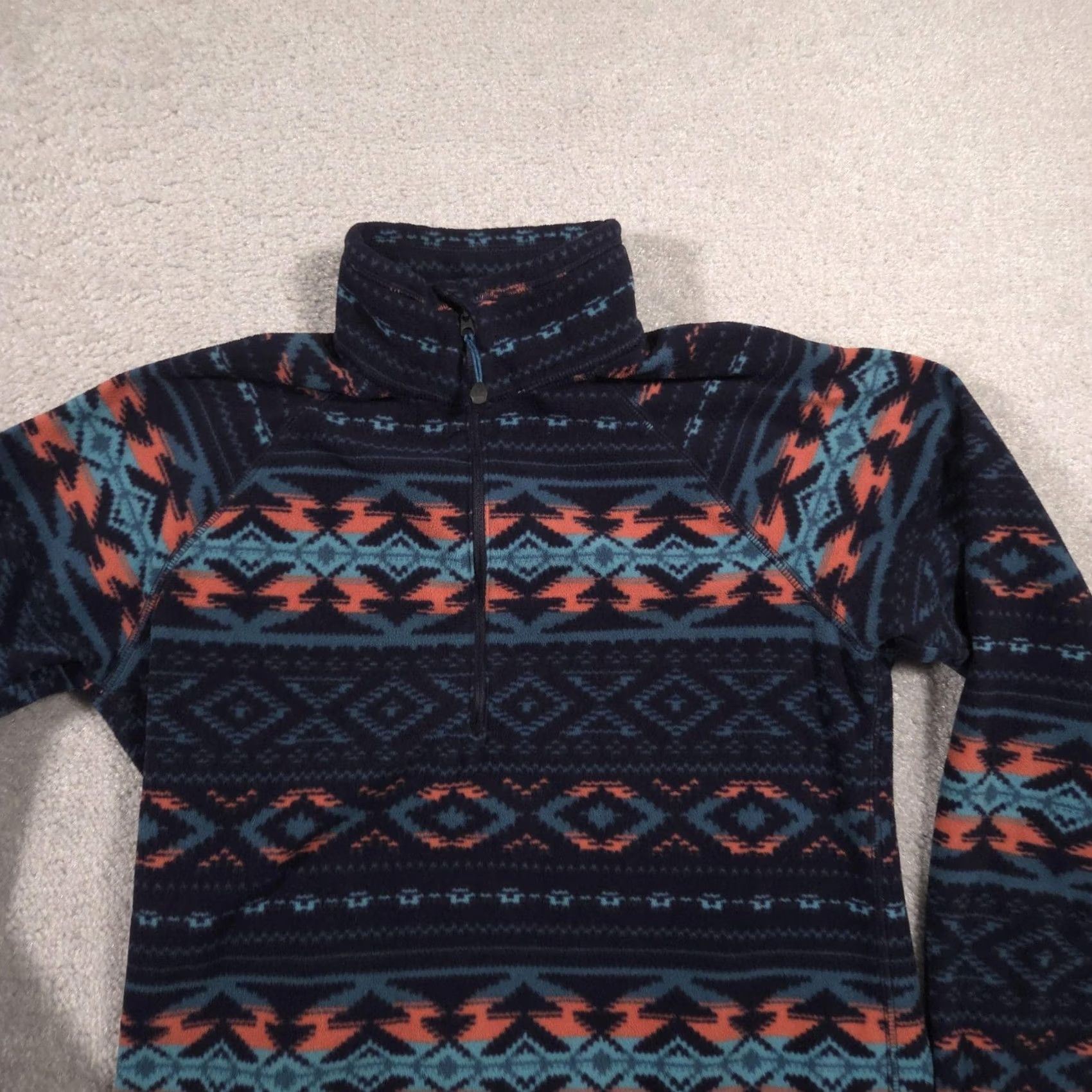Eddie Bauer VINTAGE Eddie Bauer Sweater Womens XS Blue Fleece 1/4 Zip Mock Neck Aztec Print Size XS / US 0-2 / IT 36-38 - 4 Thumbnail