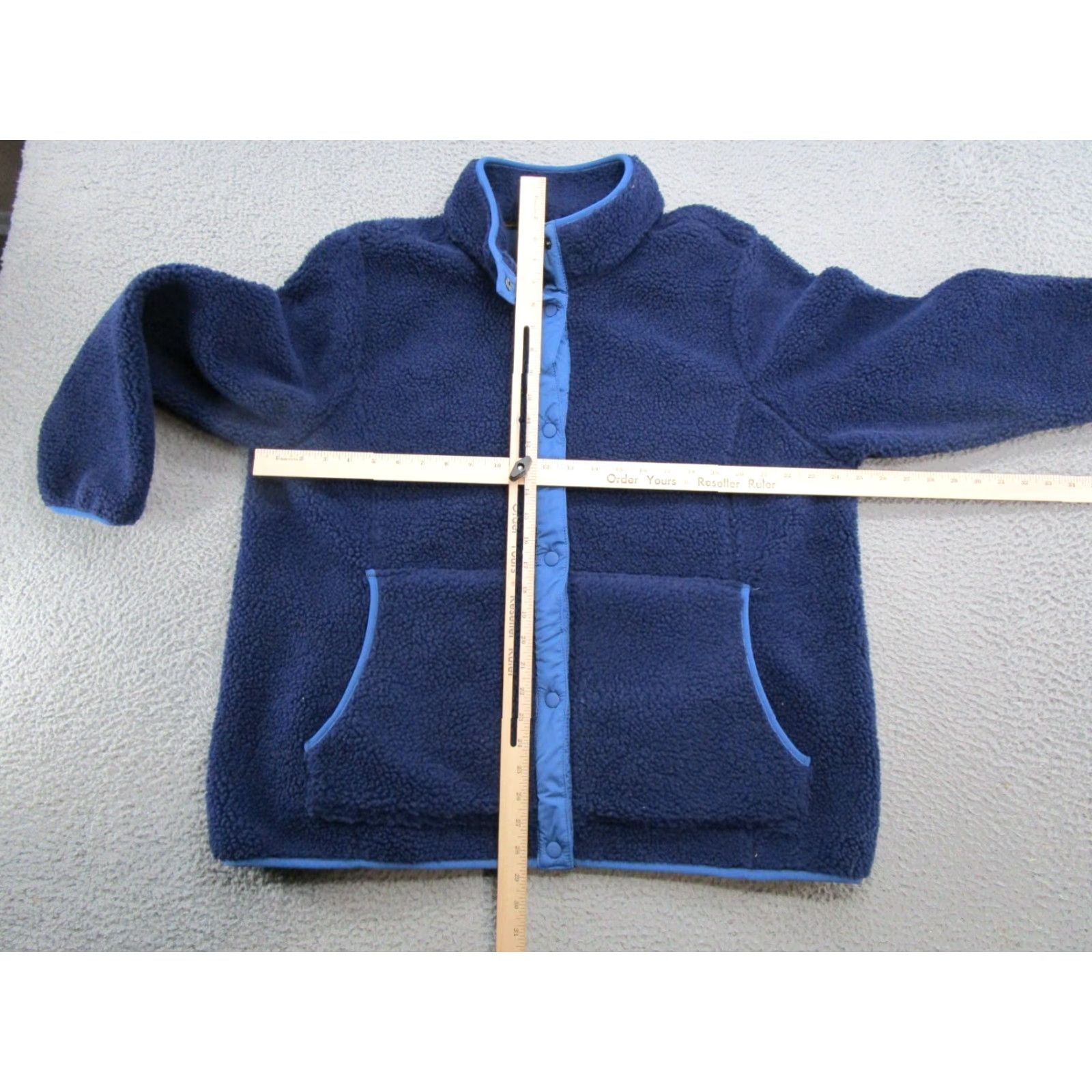 Lands' End Lands' End Women's Plus Size 1X Sherpa Pile Fleece Jacket Blue Full Zip Outdoor Pockets Size XL / US 12-14 / IT 48-50 - 4 Thumbnail
