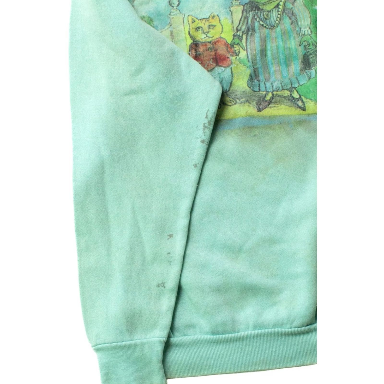 Tultex VINTAGE Tultex Sweatshirt Shirt Unisex Adults Large Green 1990s Frog Cat Painted Pullover Size US L / EU 52-54 / 3 - 3 Thumbnail