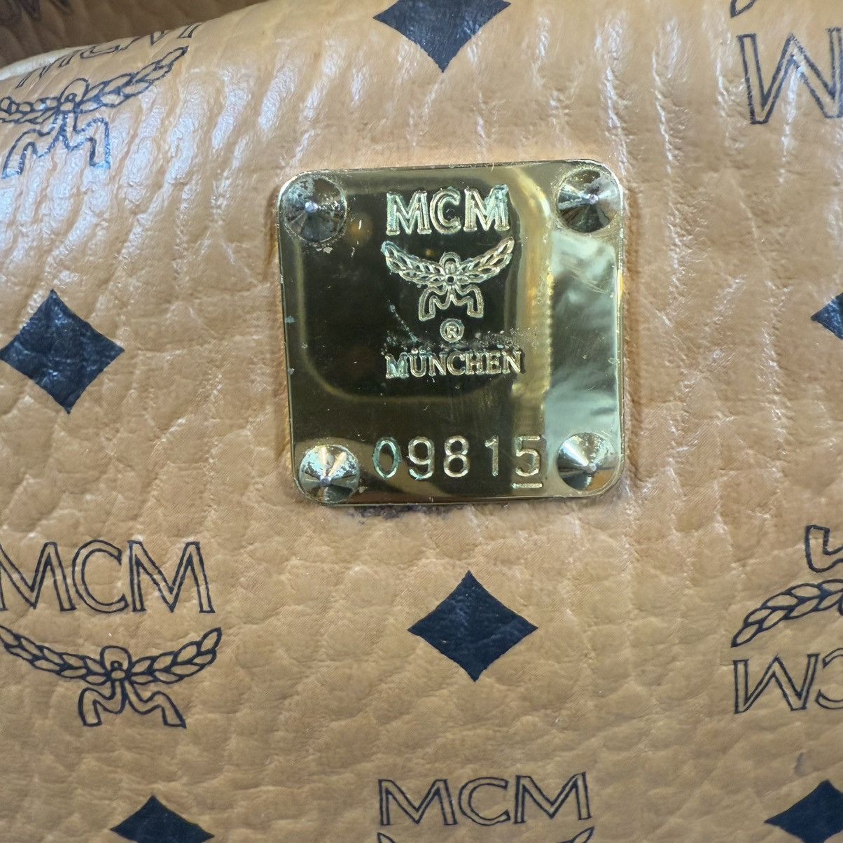MCM MCM Visetos Studded Medium Stark M Logo Backpack Cognac Size ONE SIZE - 10 Thumbnail
