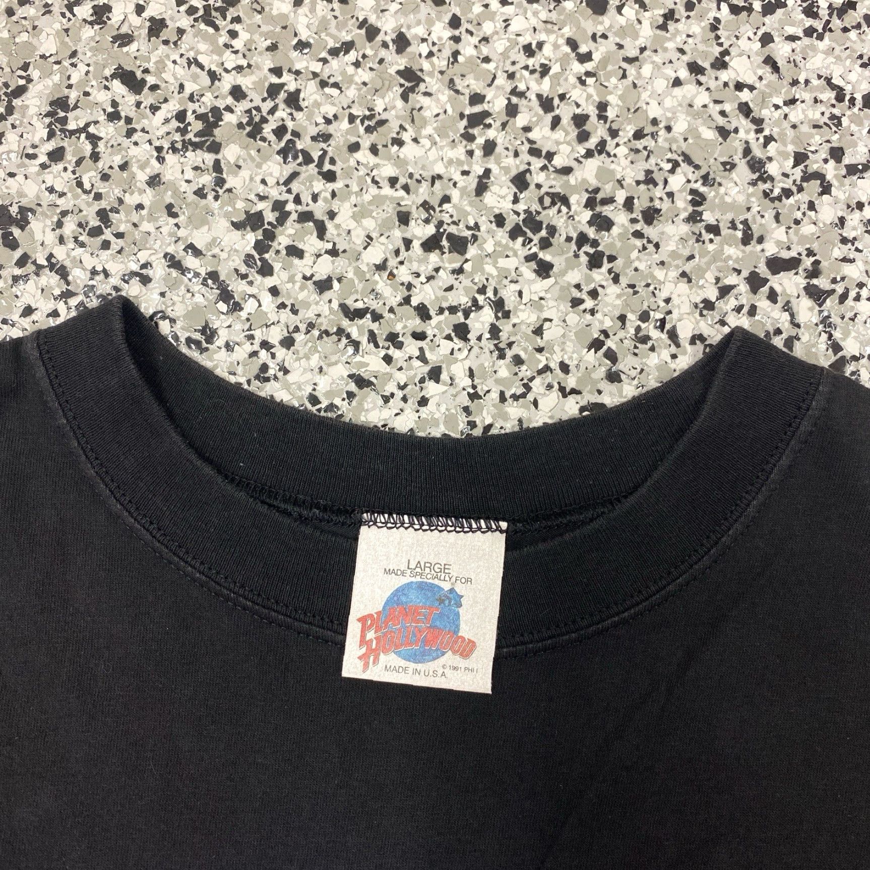 Planet Hollywood VINTAGE Planet Hollywood Las Vegas Black T-Shirt Mens Large 90s Graphic Print Crew Neck Short Sleeve Cotton Size US L / EU 52-54 / 3 - 3 Thumbnail