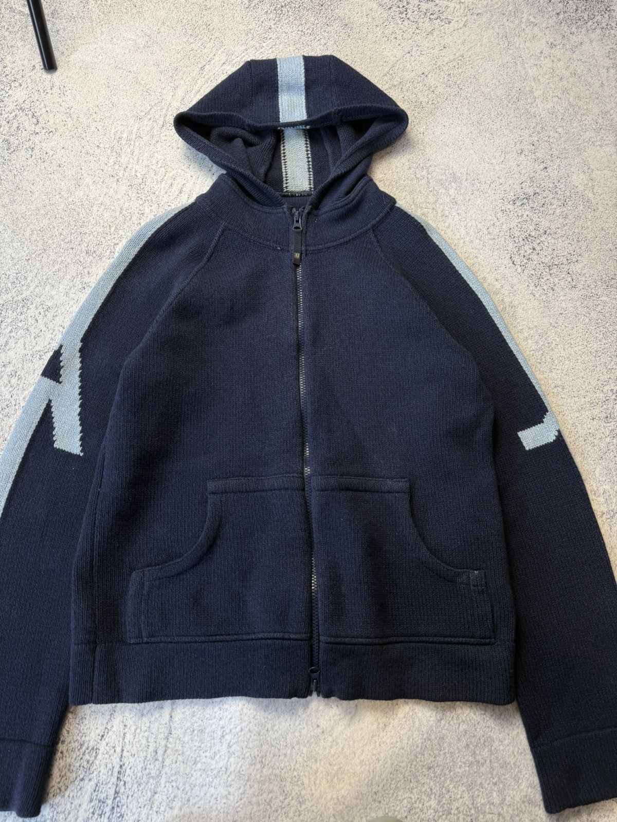 Armani Vintage Armani Jeans Knitwear Hoodie Y2K big Logo Size US L / EU 52-54 / 3 - 7 Thumbnail