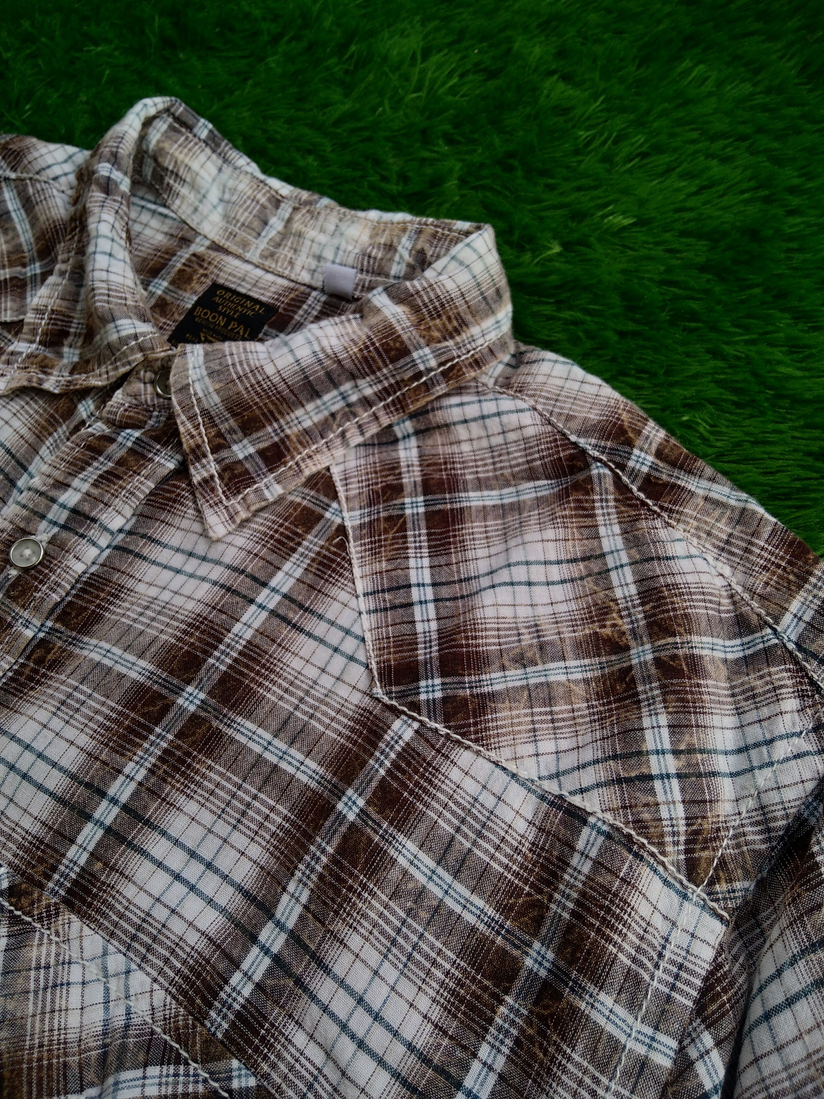 14th Addiction × If Six Was Nine × Vintage VTG 90s Boonpal Western Plaid Flannel Strom Fadded Shirt Size US L / EU 52-54 / 3 - 4 Thumbnail