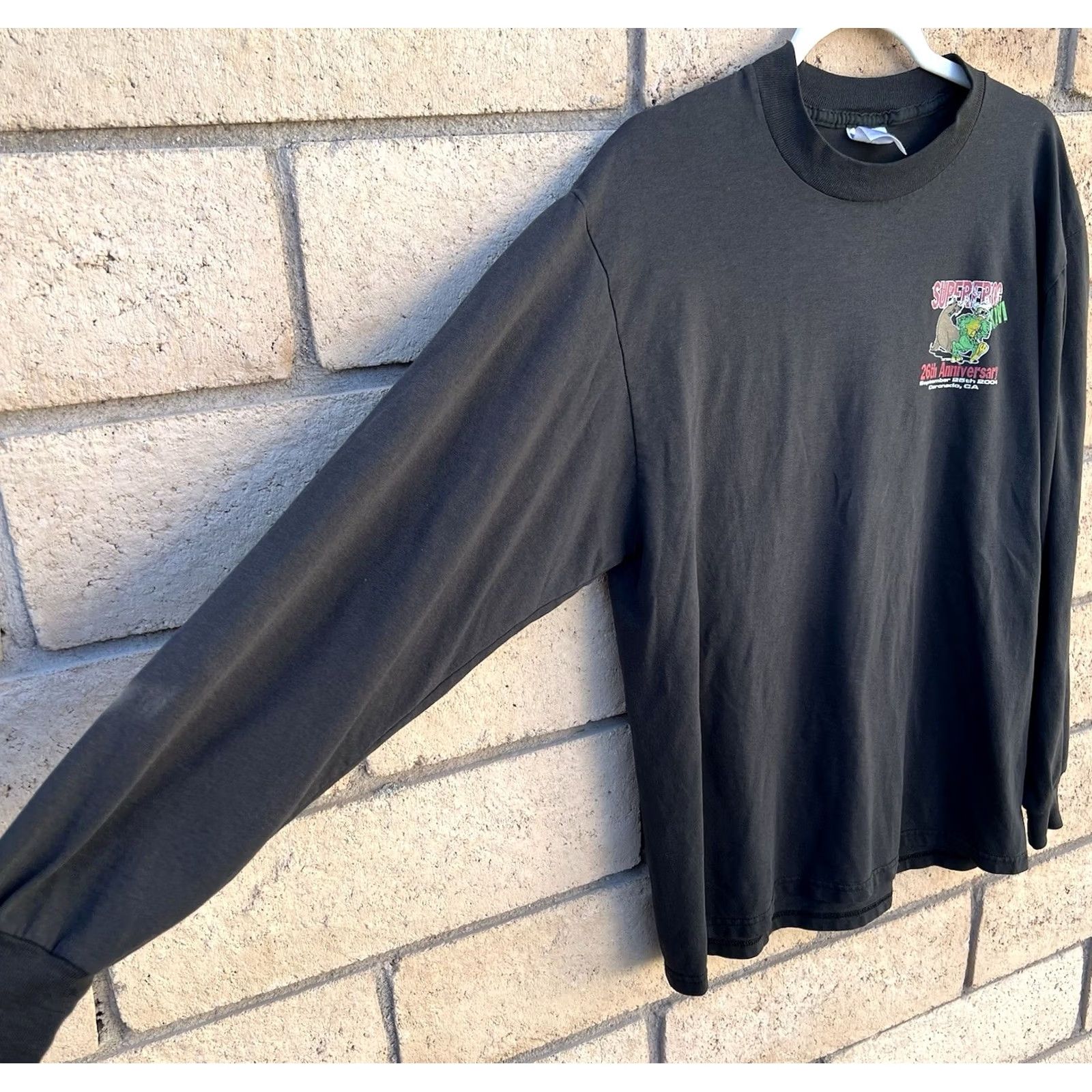 Jerzees VINTAGE Superfrog XVII Triathlon Shirt Mens Large Black 2004 Jerzees Distressed Long Sleeve Graphic Tee Size US L / EU 52-54 / 3 - 5 Thumbnail
