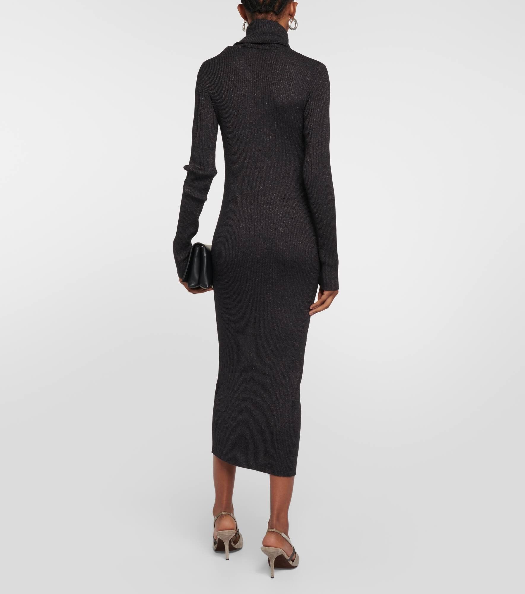 Brunello Cucinelli o1y0725 Midi Dress in Black Size XS / US 0-2 / IT 36-38 - 5 Thumbnail