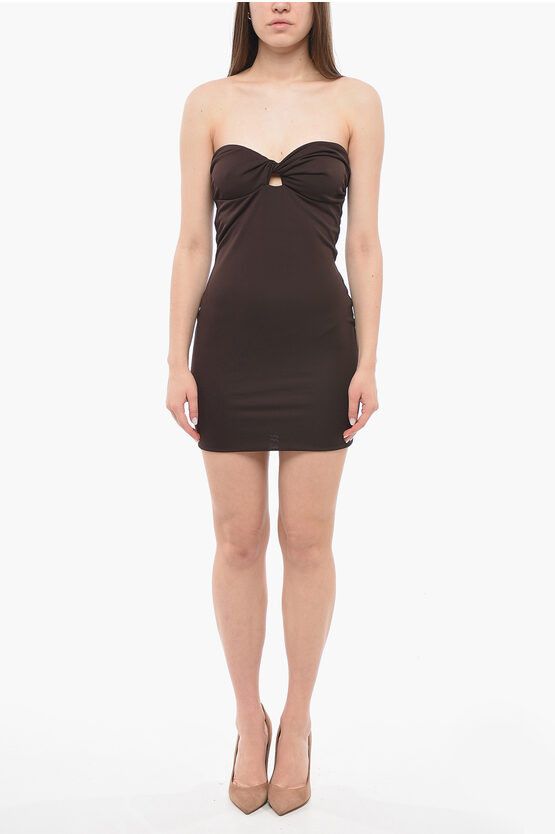 image of The Andamane Stretch Jersey Strapless Minidress in Brown, Women's (Size Medium)