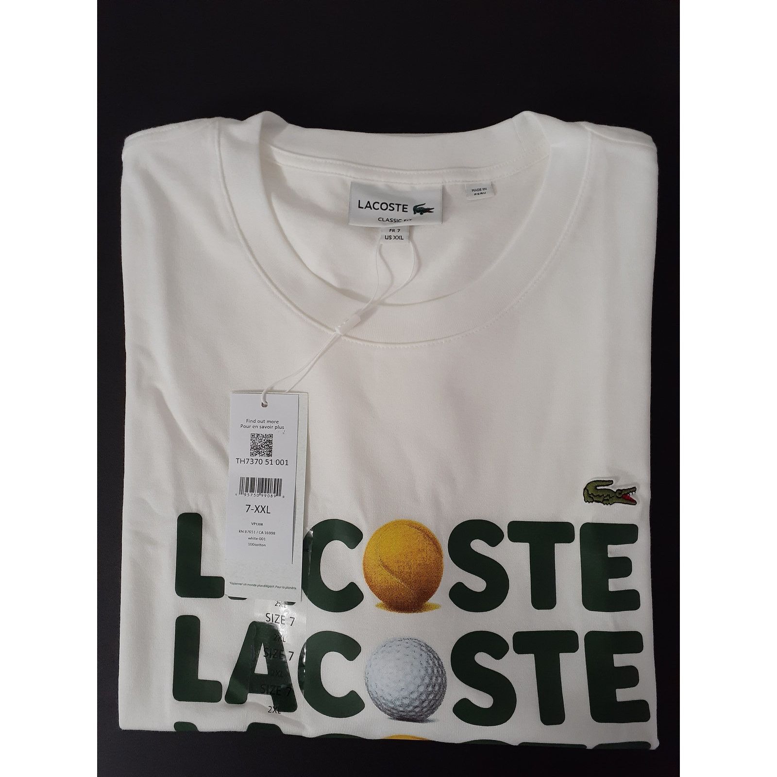 Lacoste Lacoste Men's Classic Fit T-Shirt Graphic On Front White 2XL Size US XXL / EU 58 / 5 - 2 Thumbnail