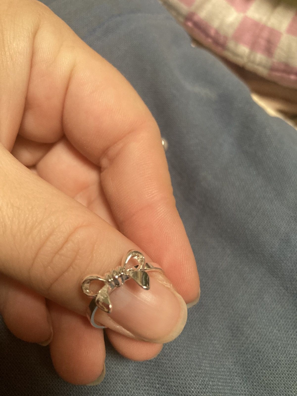 Other Silver plated bow and faux pearl 2 rings Size ONE SIZE - 4 Thumbnail