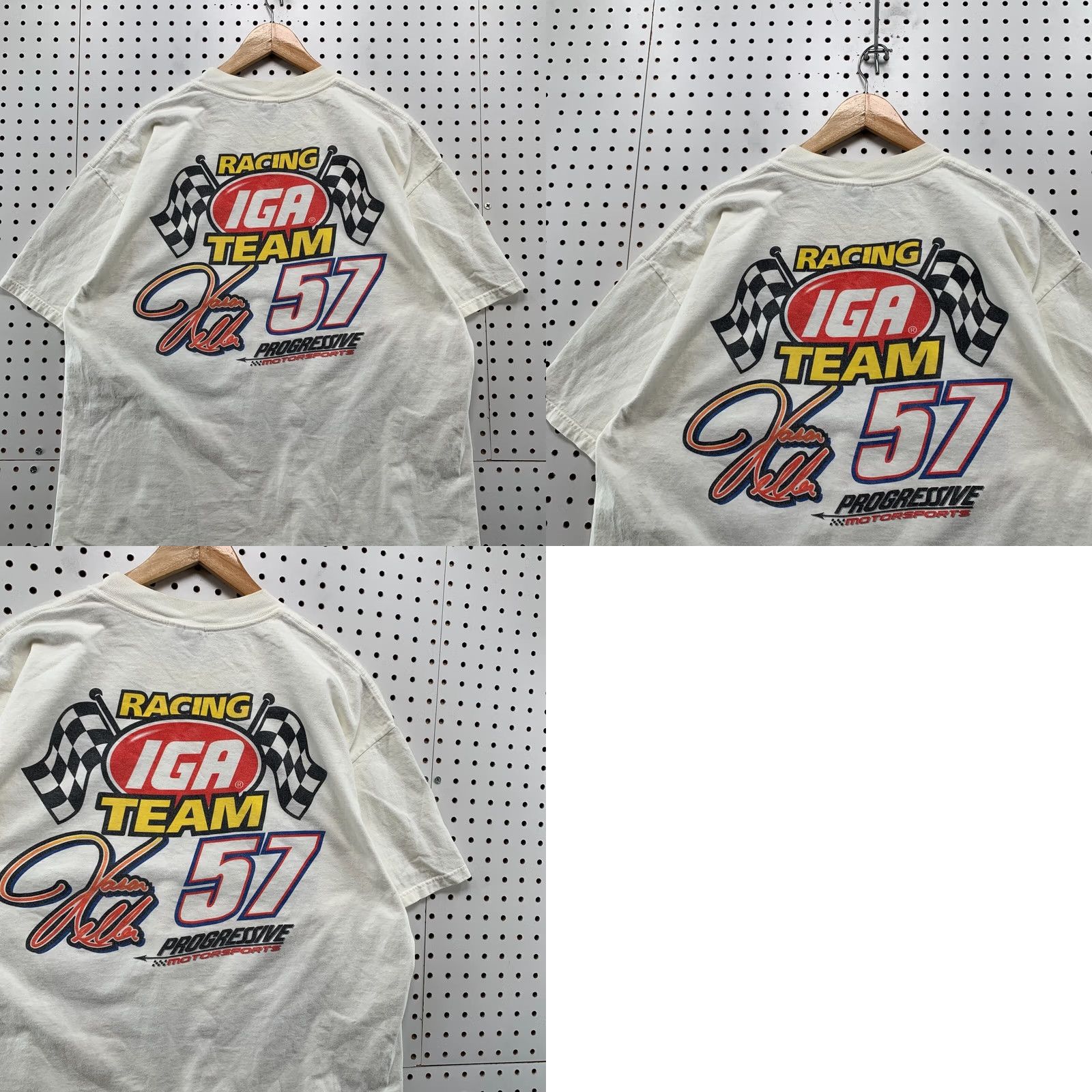 Hanes VINTAGE Jason Keller IGA SHirt WHite Mens XL Car Racing Distressed 24x29.5 Size US XL / EU 56 / 4 - 11 Thumbnail