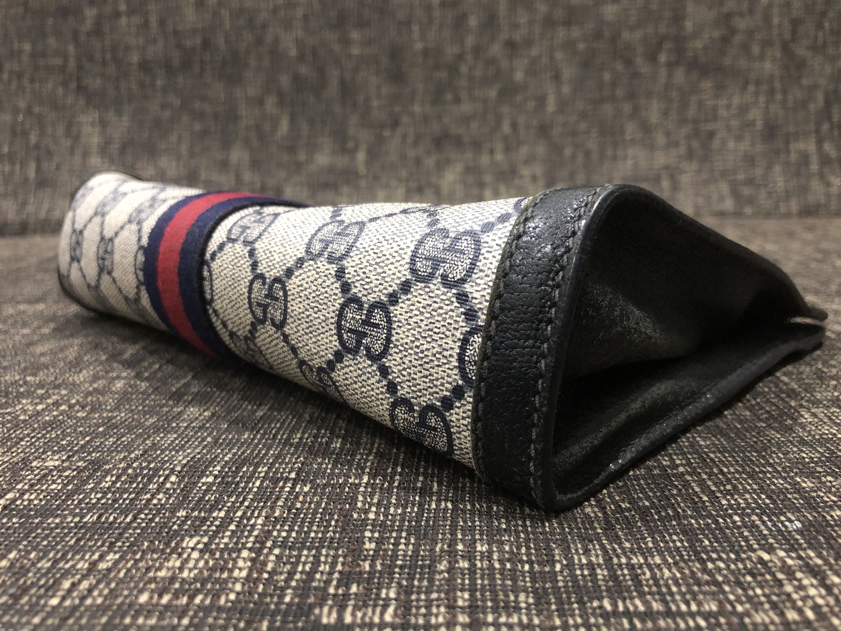 Gucci Gucci Ophidia Clutch Bag Navy Blue Leather Trim Webbing Size ONE SIZE - 3 Thumbnail