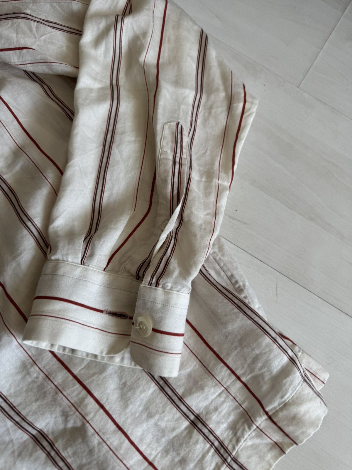 Dries Van Noten Dries van Noten Striped Shirt Camp Collar Red Size US XL / EU 56 / 4 - 6 Thumbnail