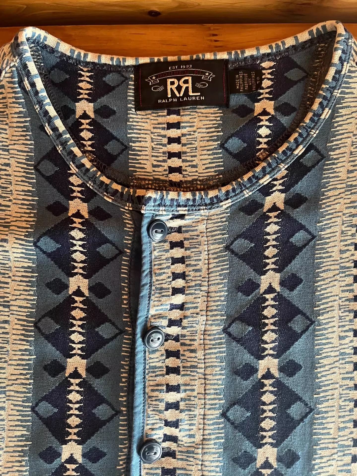 RRL Ralph Lauren RRL Double RL Vintage Southwest Henley T-shirt Size US S / EU 44-46 / 1 - 8 Thumbnail