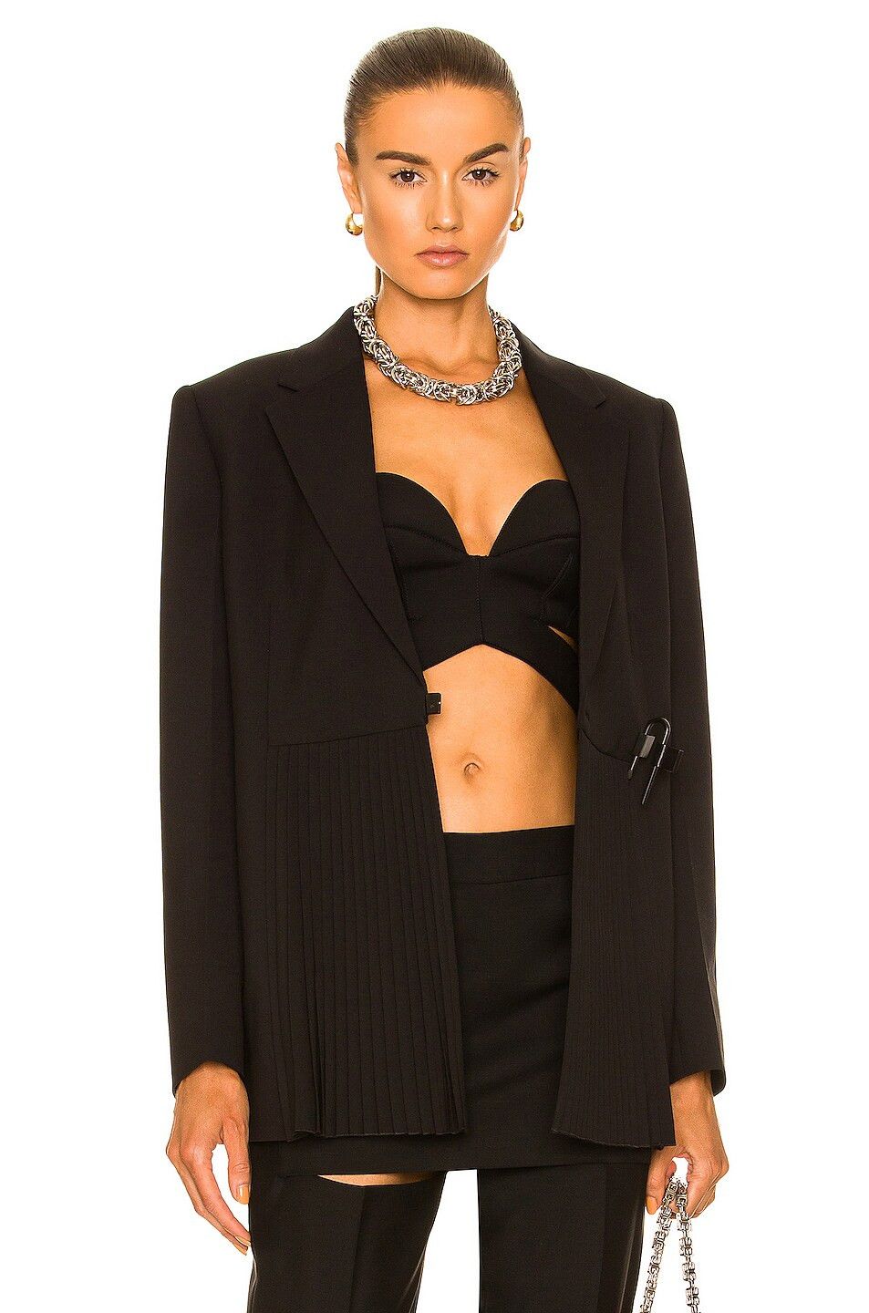 Givenchy o1w1db10325 U Lock Jacket With Pleats in Black Size XS / US 0-2 / IT 36-38 - 3 Thumbnail