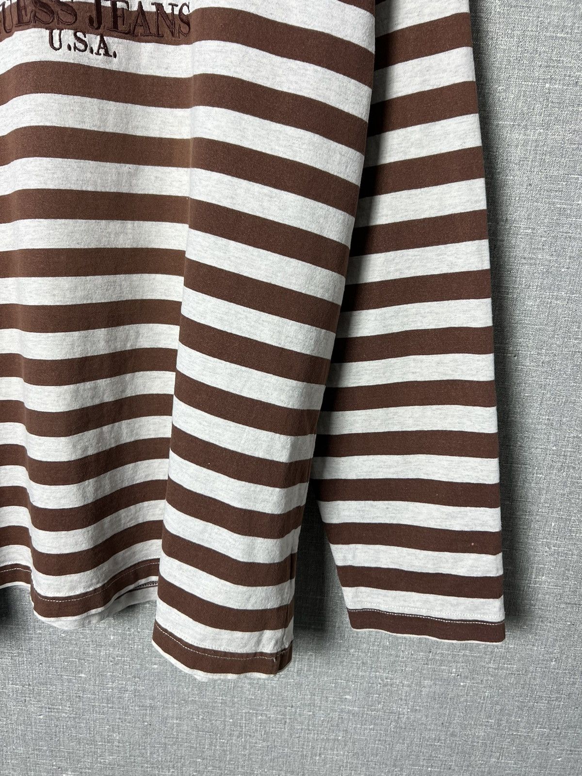 Guess Rare Vintage Guess Jeans USA Striped Long Sleeve Brown/Grey Size US L / EU 52-54 / 3 - 9 Thumbnail