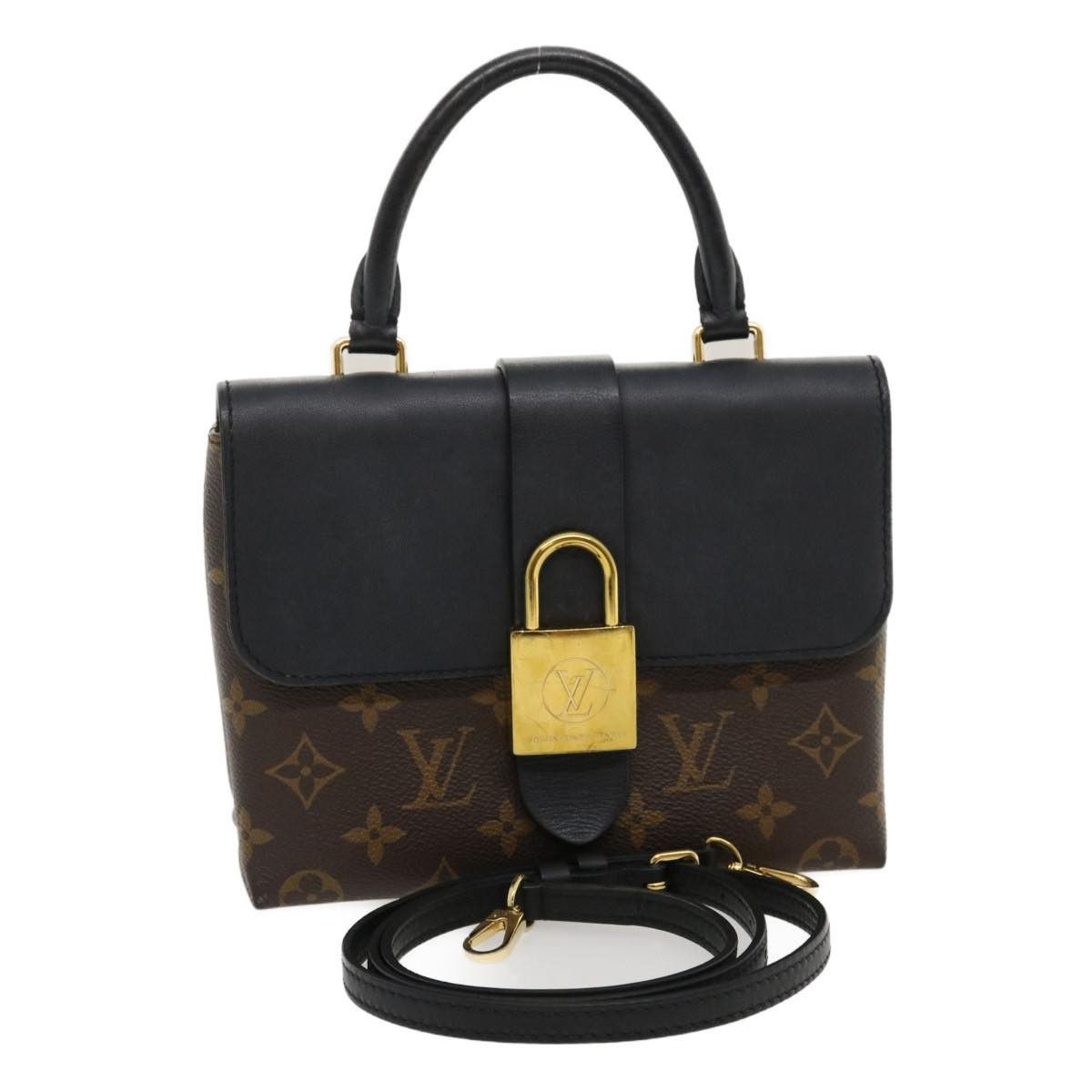 LOUIS VUITTON Monogram Rocky BB Hand Shoulder Bag Black