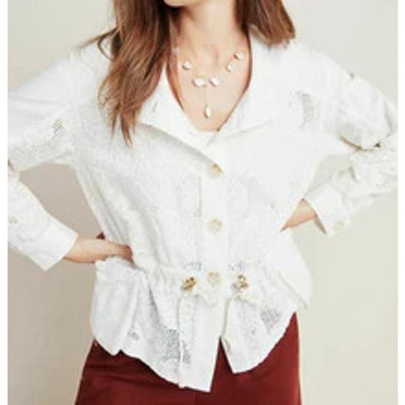 Anthropologie NWT Anthropologie Women's XS White Eyelet Anorak Jacket Size XS / US 0-2 / IT 36-38 - 1 Thumbnail
