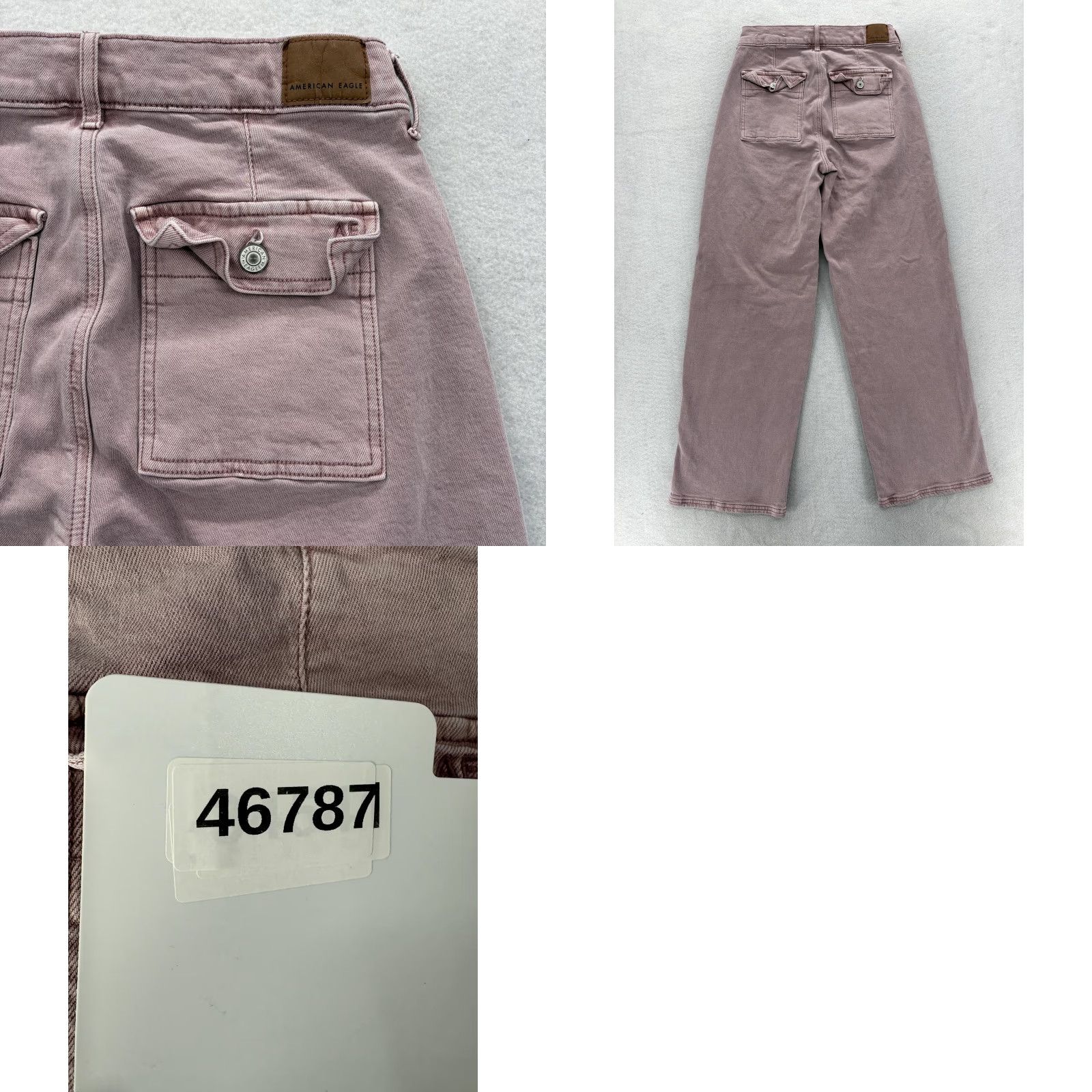 American Eagle Outfitters VINTAGE American Eagle Jeans Womens 2 Pink High Rise Wide-Leg Stretch Denim Y2K Size 26" / US 2 / IT 38 - 9 Thumbnail
