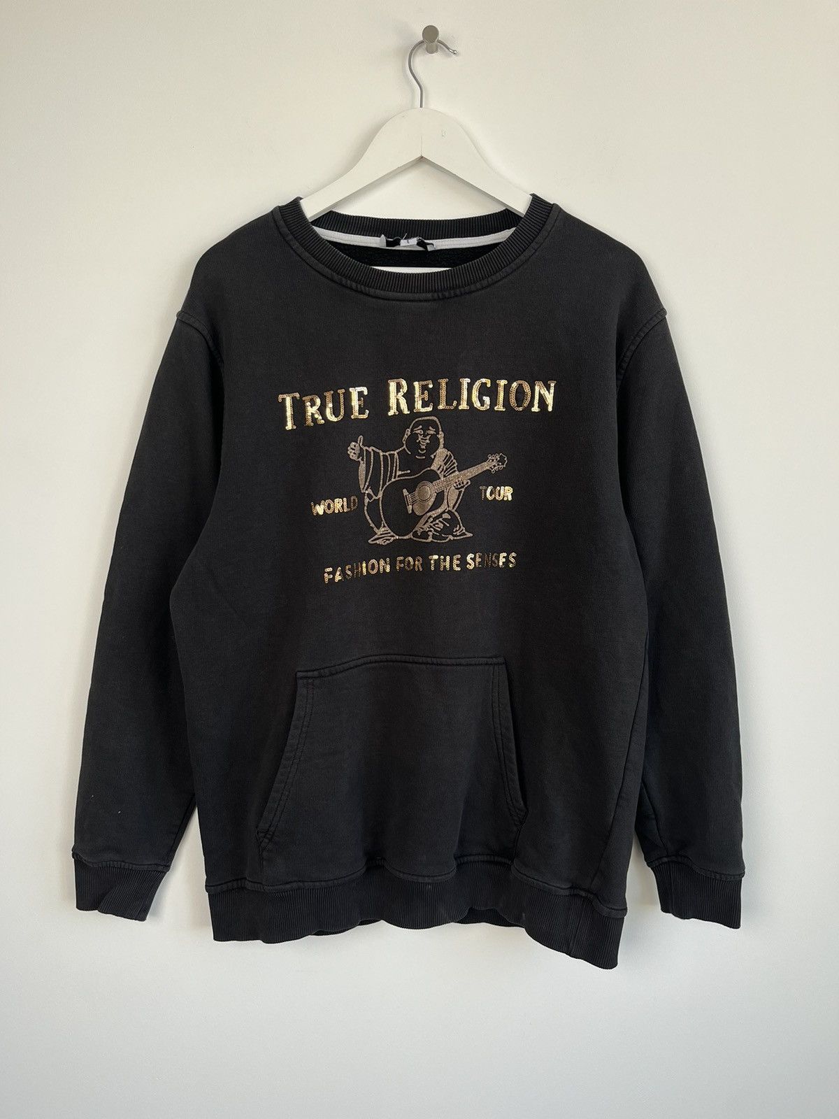 True Religion Vintage True Religion Sunfaded Sequin Logo Sweatshirt Size US L / EU 52-54 / 3 - 1 Thumbnail