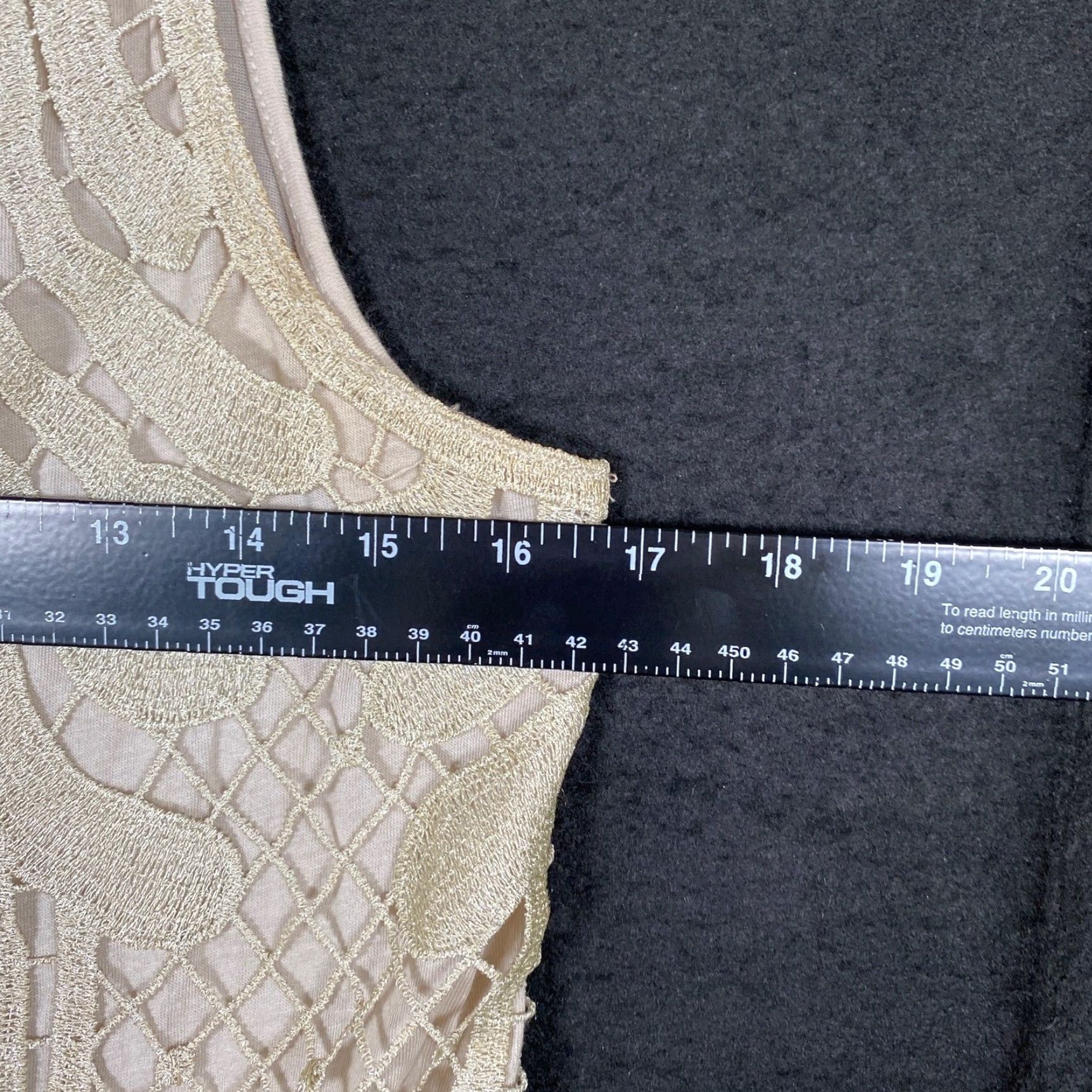 Express Express Womens Tank Tan Metallic Embroidered Scoop Neck Stretch Large Size L / US 10 / IT 46 - 6 Thumbnail