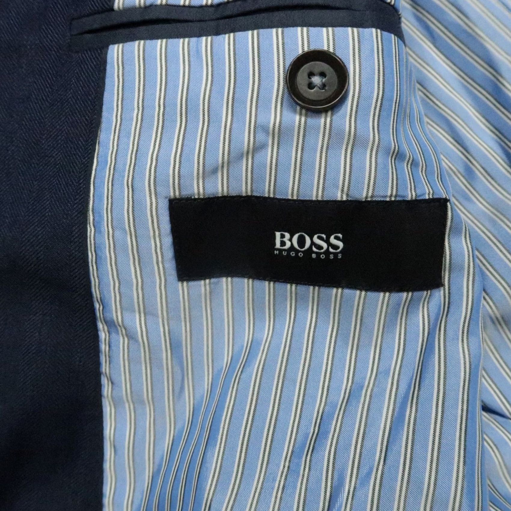 Hugo Boss HUGO BOSS Blazer Men 44R Blue Wool Lanificio Tesse Biella Suit Jacket Coat Jacket/Coat Blue Wool Solid Notch 2 Button Double-Vented Regular 44R Mens Size 44R - 7 Thumbnail