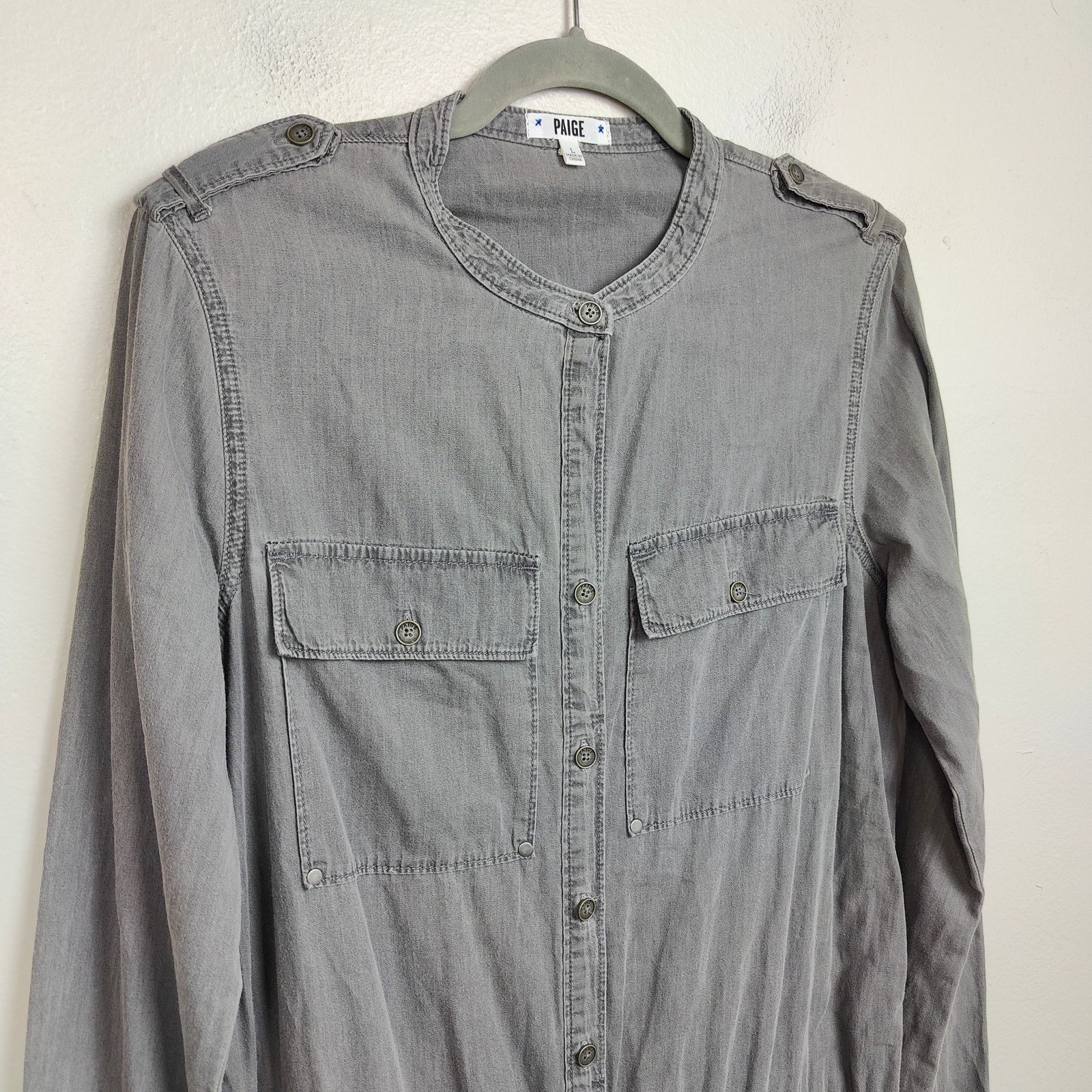 Paige Paige Jumpsuit Womens Large Gray Long Sleeve Boiler Suit Size 31" - 2 Thumbnail