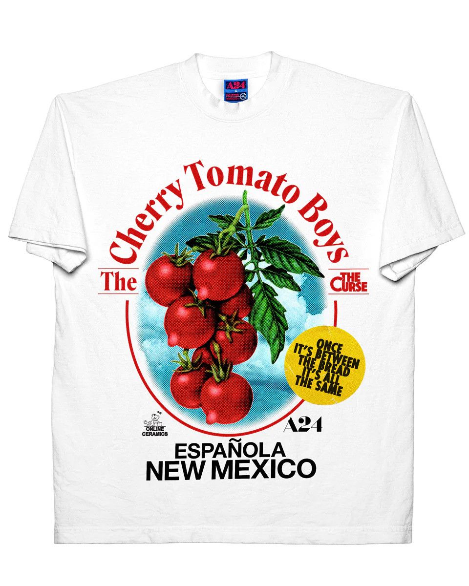 image of A24 X Online Ceramics X The Curse Cherry Tomato Boys T-Shirt in White, Men's (Size XL)