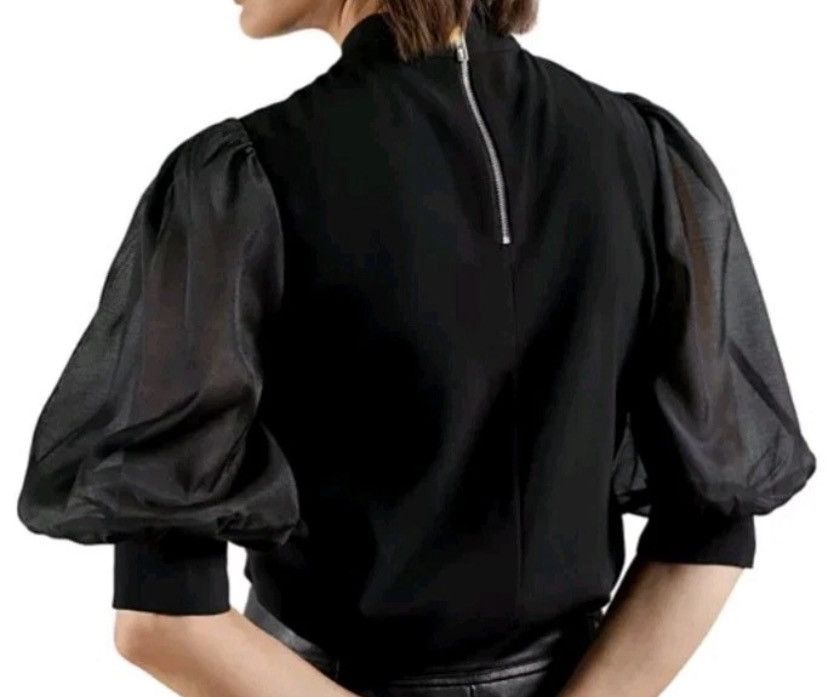 Ted Baker TED BAKER Blouse, oversize organza sleeves, RRP $175 Size S / US 4 / IT 40 - 2 Thumbnail