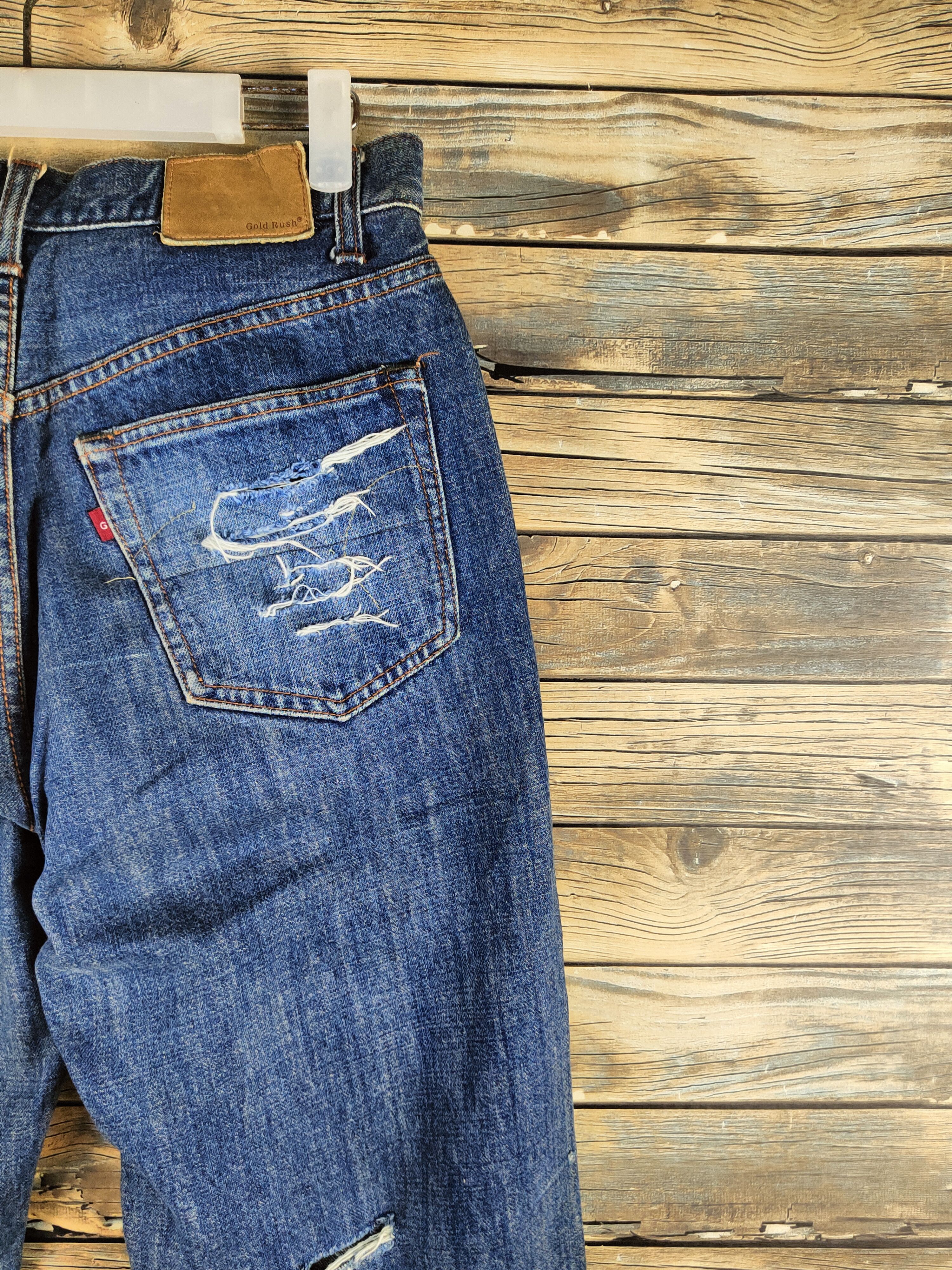 Japanese Brand DL Gold Rush Dark Blue Distressed Ripped Jeans #46-898 Size US 30 / EU 46 - 11 Thumbnail