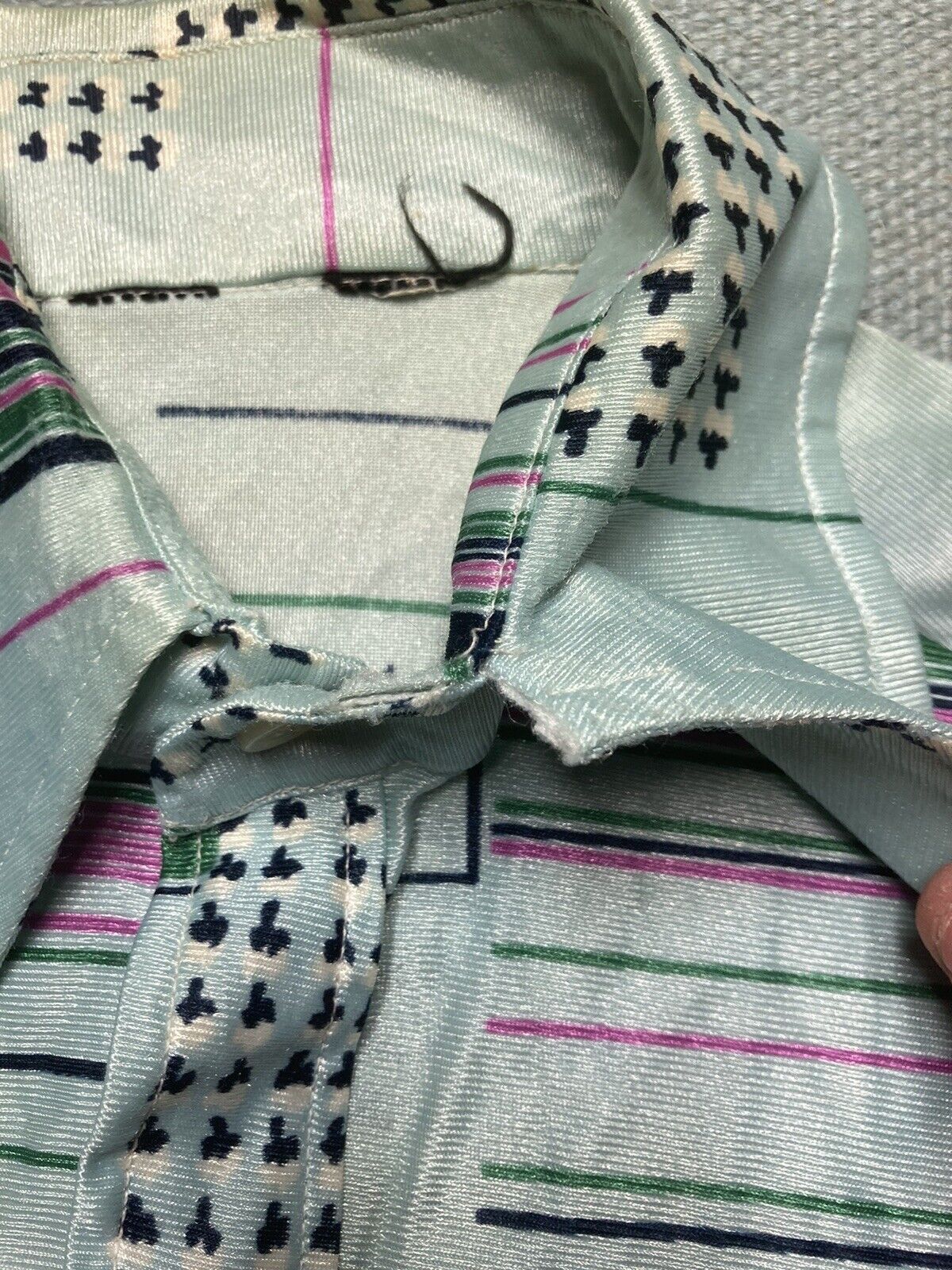 Vintage 70s disco shirt dagger collar psychedelic pattern mod small Size US S / EU 44-46 / 1 - 7 Thumbnail