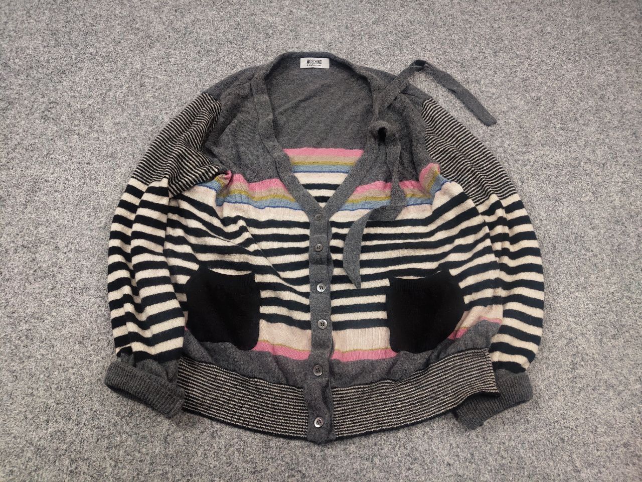 Moschino Moschino cheap & chic Wool Blend Button Striped Cardigan Size L / US 10 / IT 46 - 2 Thumbnail