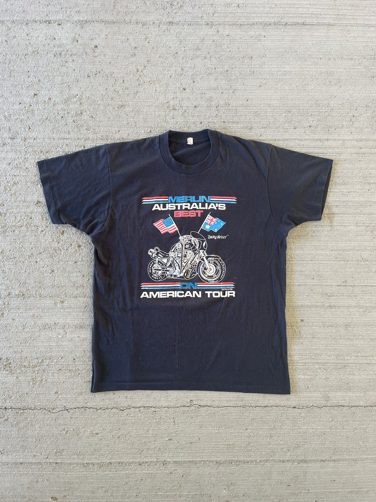 Harley Davidson × Vintage 1980s Motorcycle Tee Size US L / EU 52-54 / 3 - 1 Thumbnail